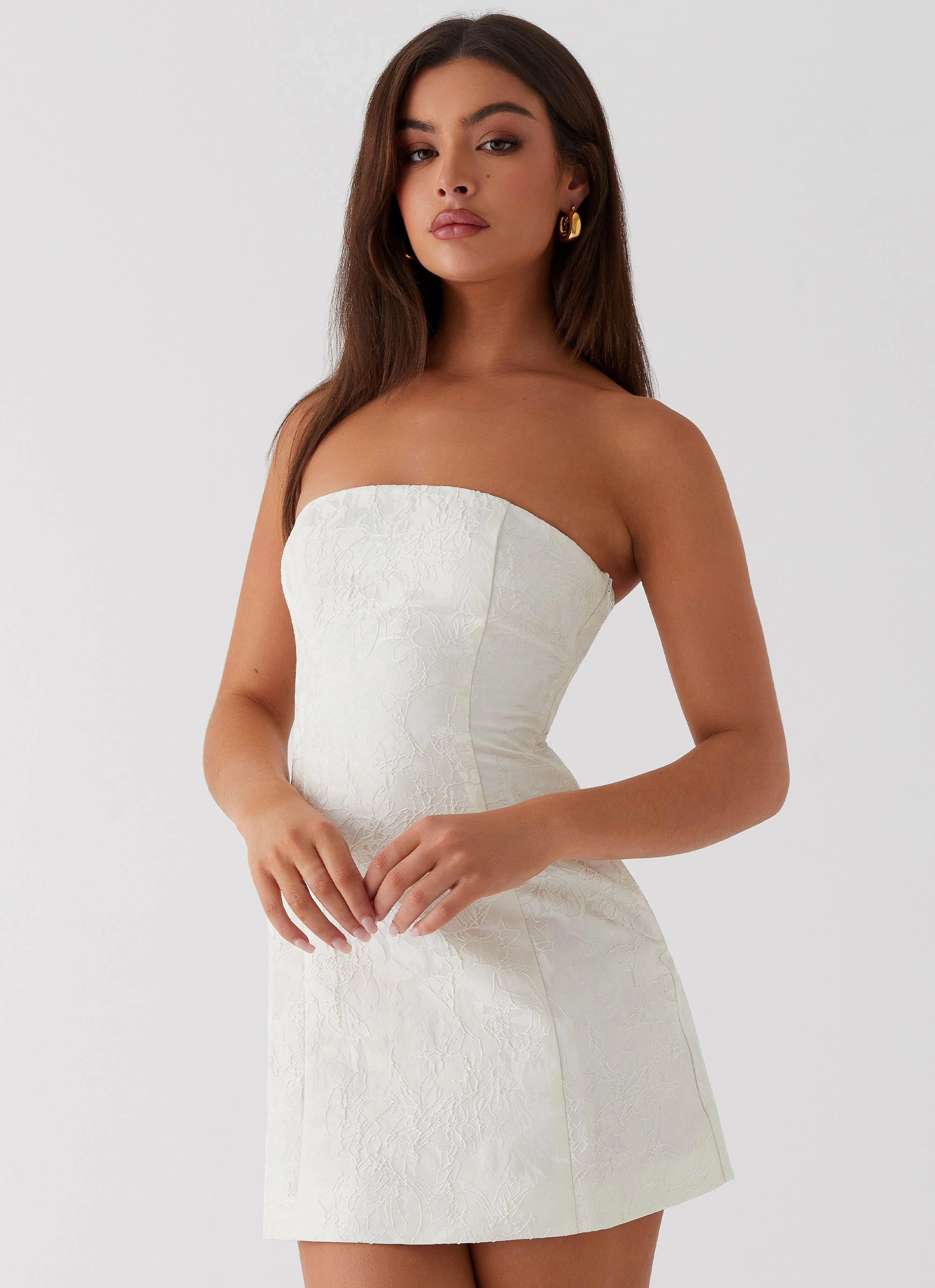 Street Edge Eternity Strapless Mini Dress - Ivory
