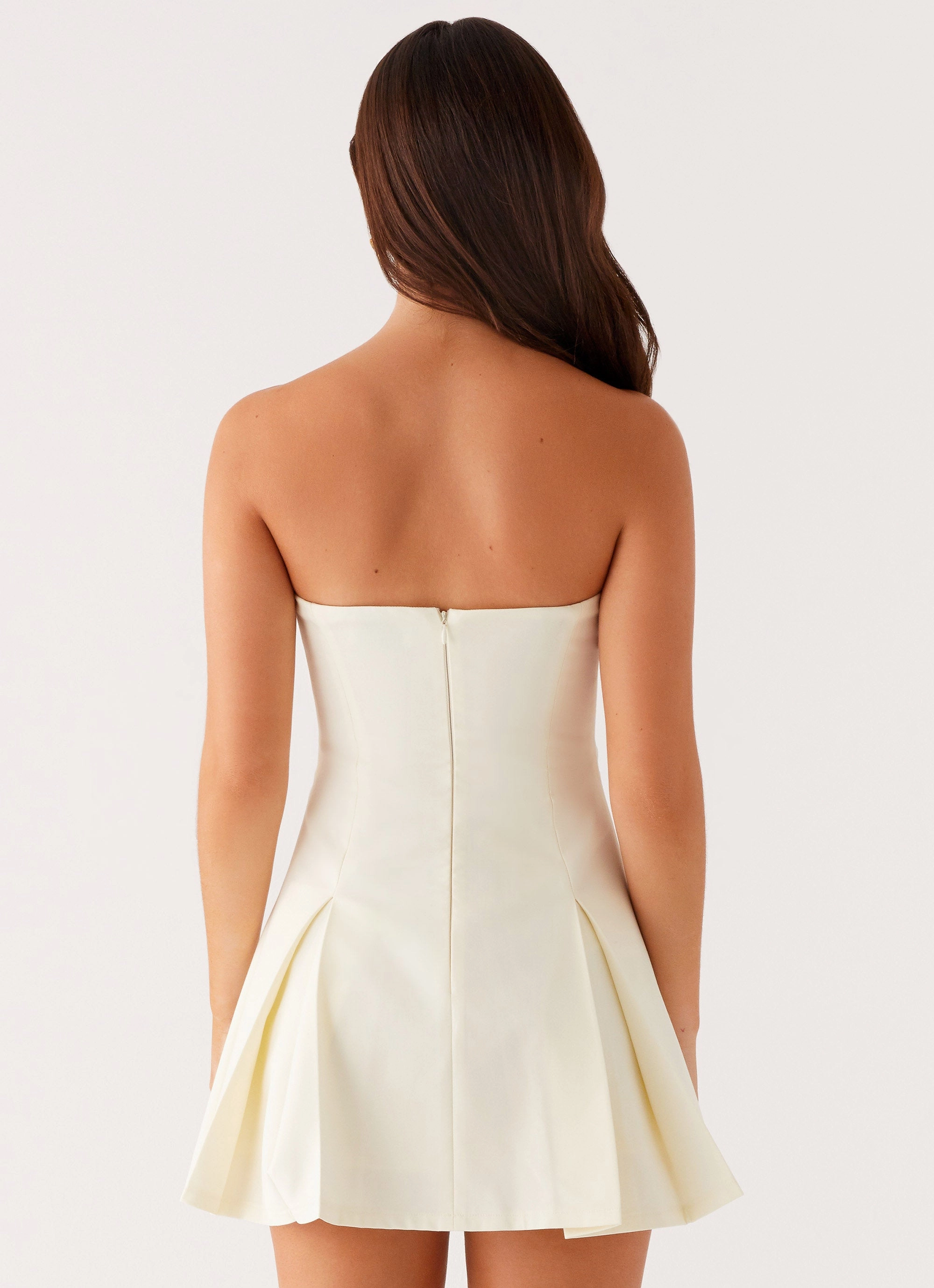 Layered Style Victoria Strapless Mini Dress - Butter