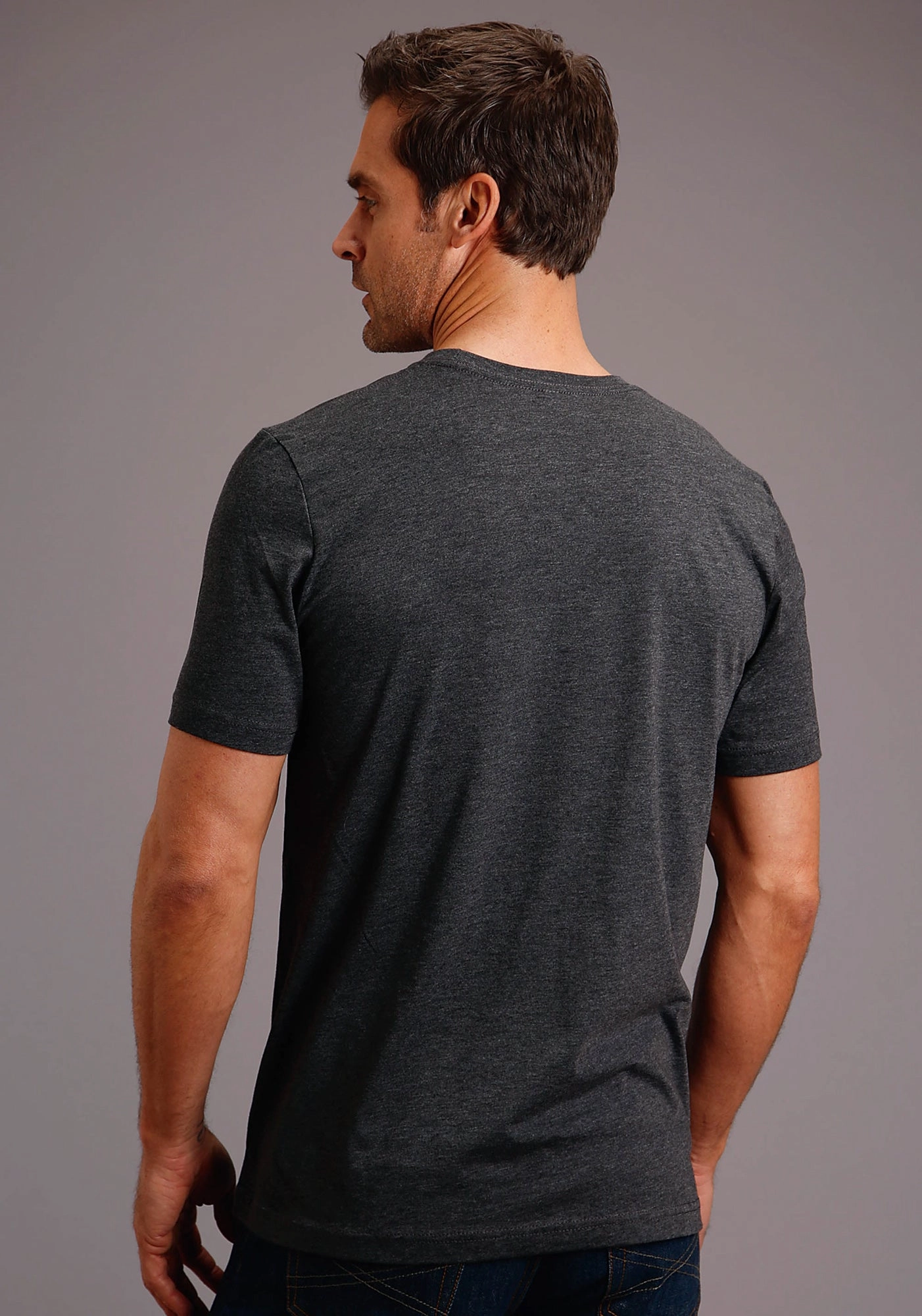 Stetson Mens Heather Grey Cotton Blend Philly S/S T-Shirt Shimmer Effect