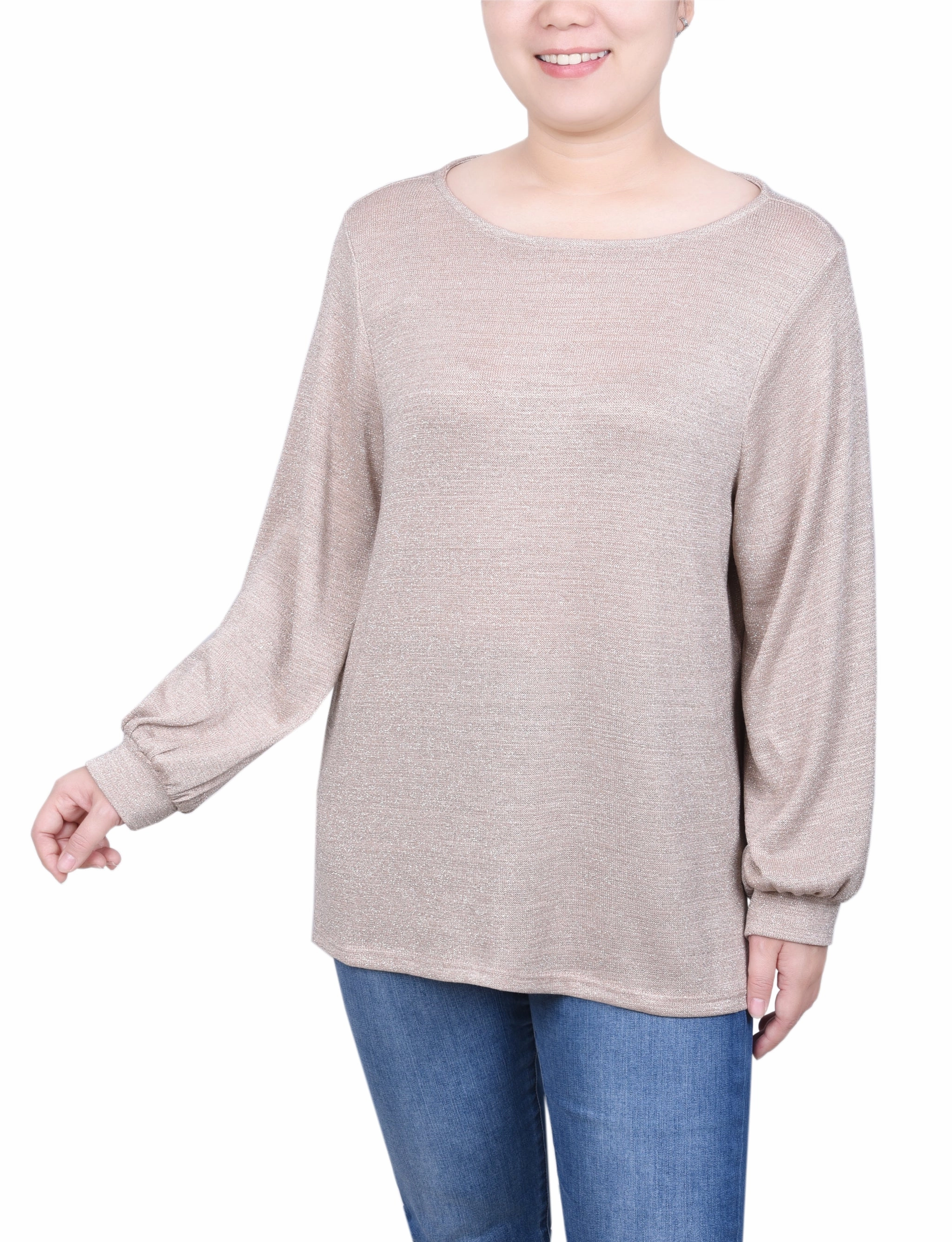 Petite Long Sleeve Tunic Top Smooth zipper closure