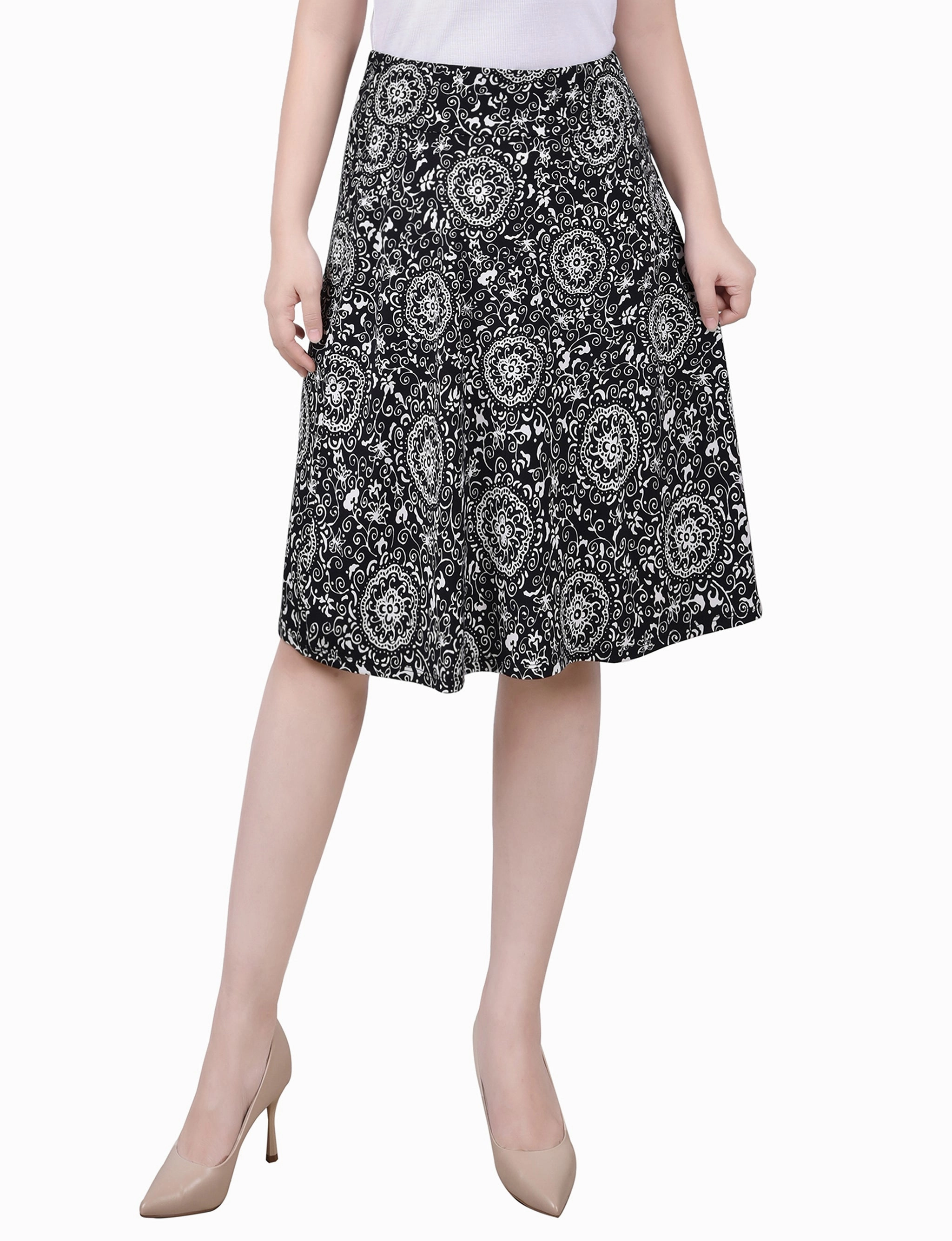 Sleek and Sleek Layered Wear Petite Wide Waisted Knee Length Skirt