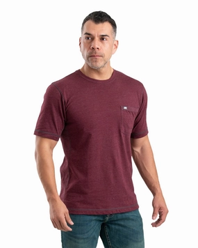 handmade touch Berne Mens Maroon Cotton Blend WorkVent Performance Pocket Tee S/S