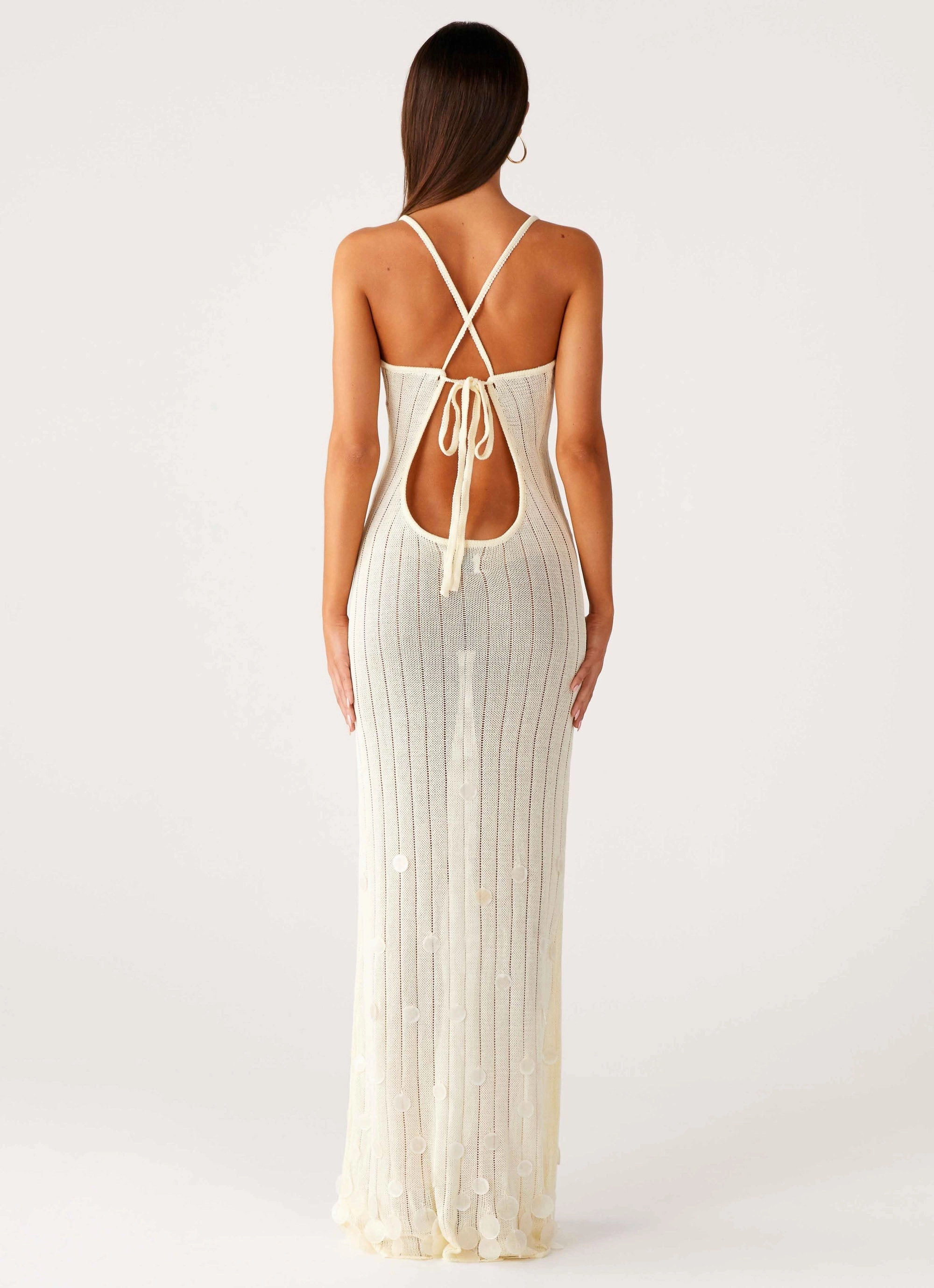 Siren Song Crochet Maxi Dress - Ivory Flattering Cut Wear