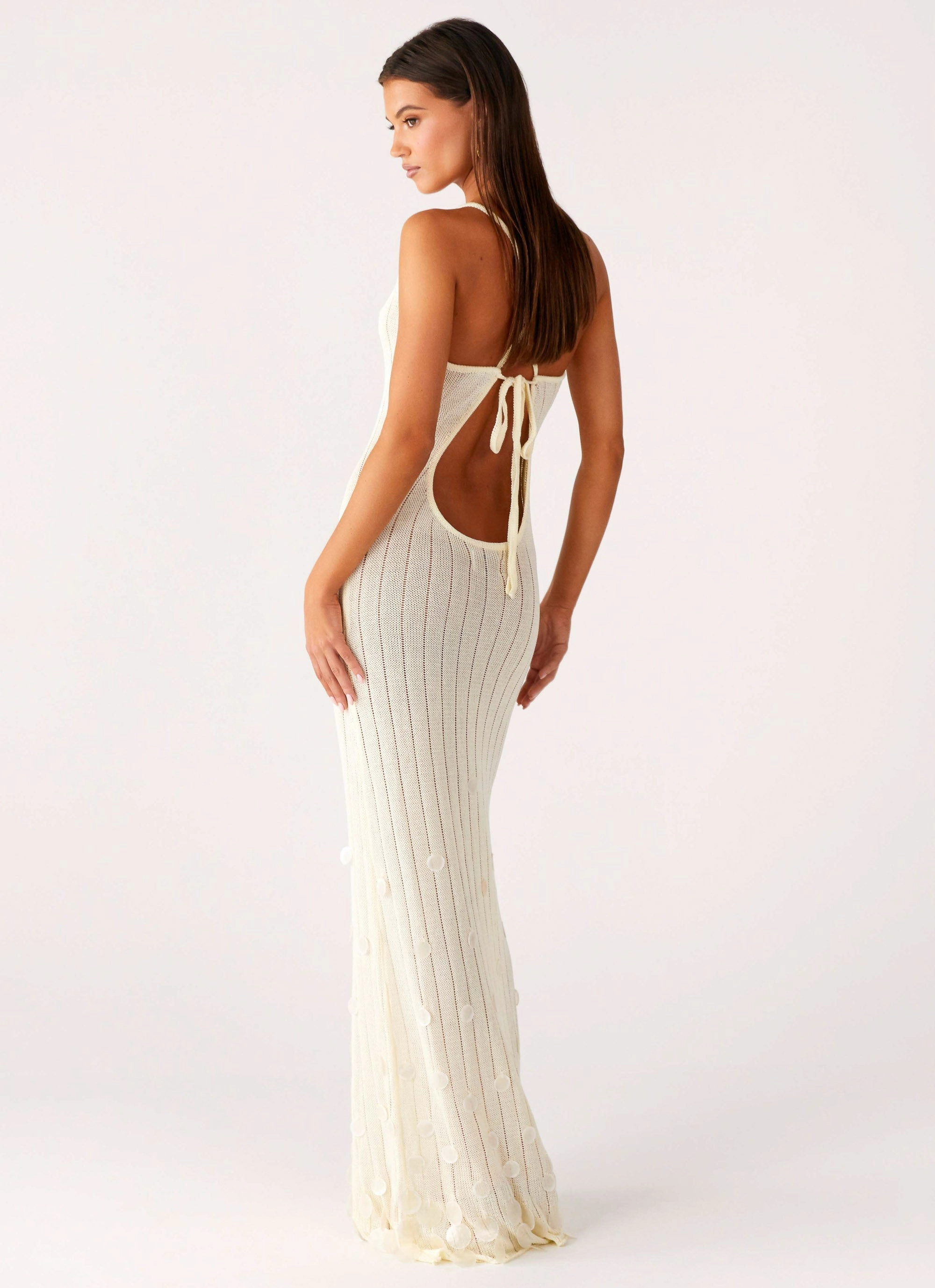 Siren Song Crochet Maxi Dress - Ivory Work Pairing Classy Look
