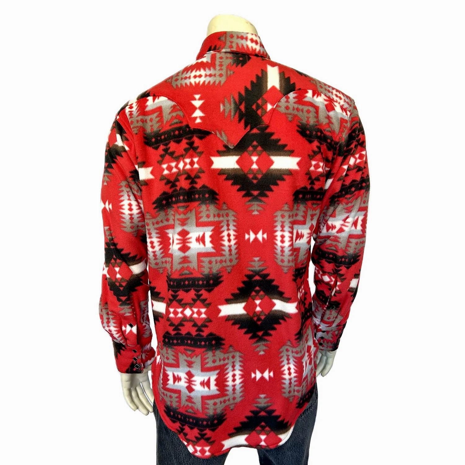 Rockmount Mens Native Pattern Western Red/Grey Fleece L/S Shirt Fall Fashion