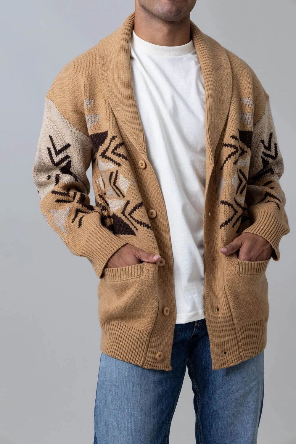 Layered Design Kimes Ranch Mens Artesia WW Brown Wool Blend Cardigan Sweater