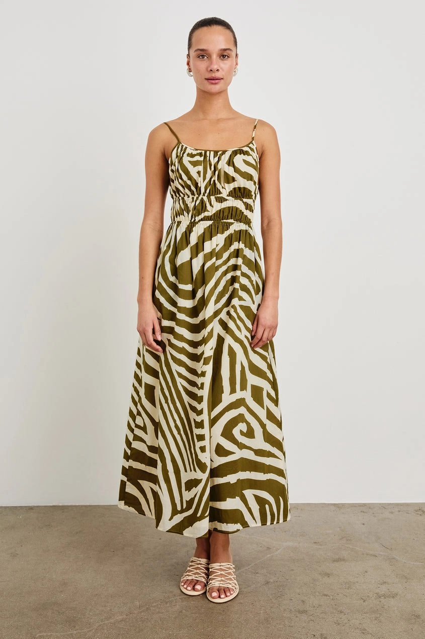 Fatima Dress in Selva Light Rhythm Light Flow