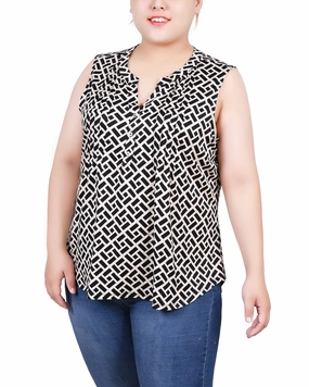 Plus Size Sleeveless Knit Y Neck Top Family Joy