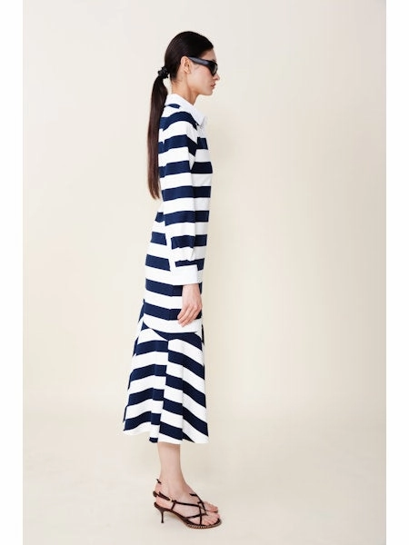 Senna Polo Dress in Navy/White Stripe All-season Summer-Season