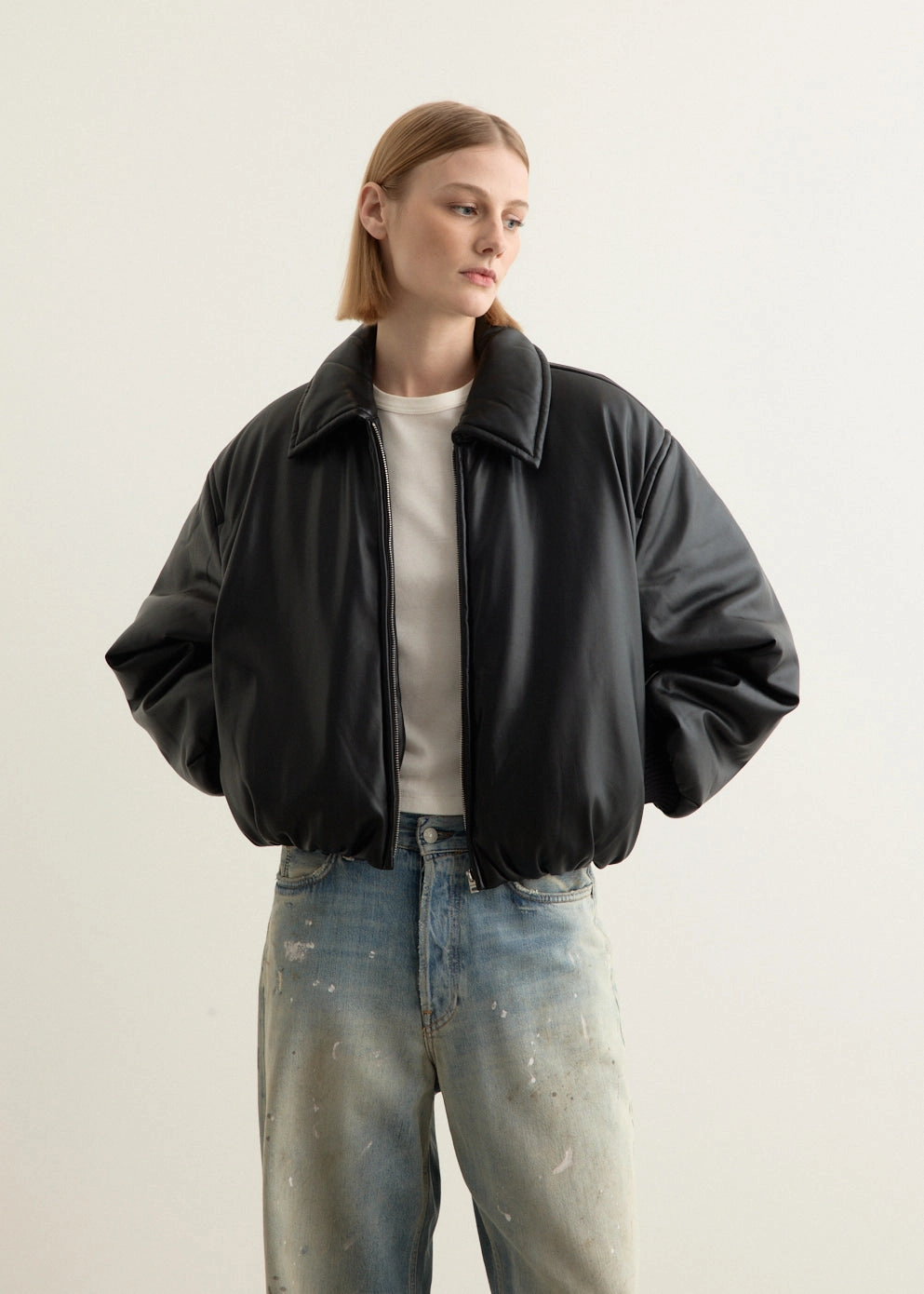 Faux Leather Bomber Jacket Effortless Layer