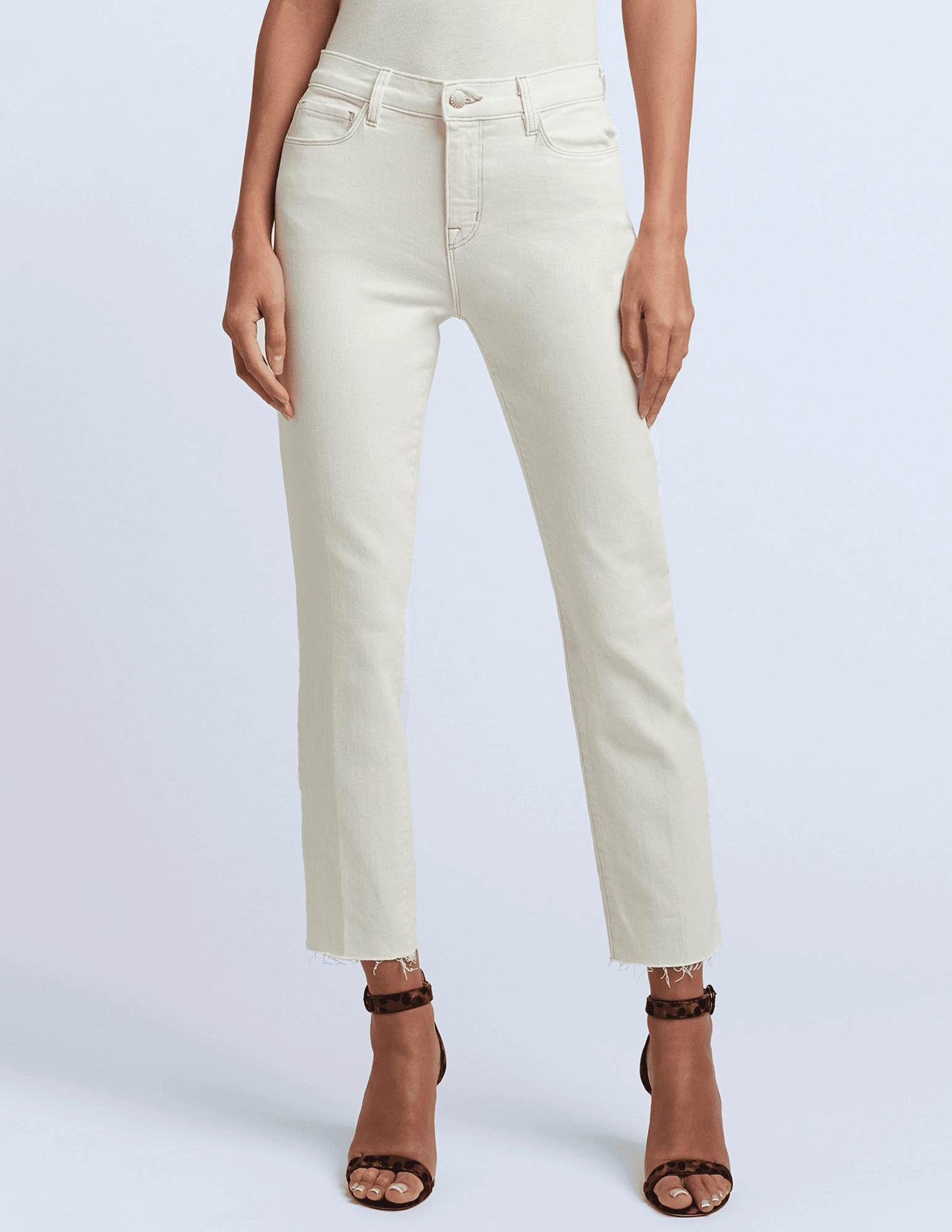 LAGENCE Sada High Rise Cropped Slim Jeans in Macadamia Neutral Piece