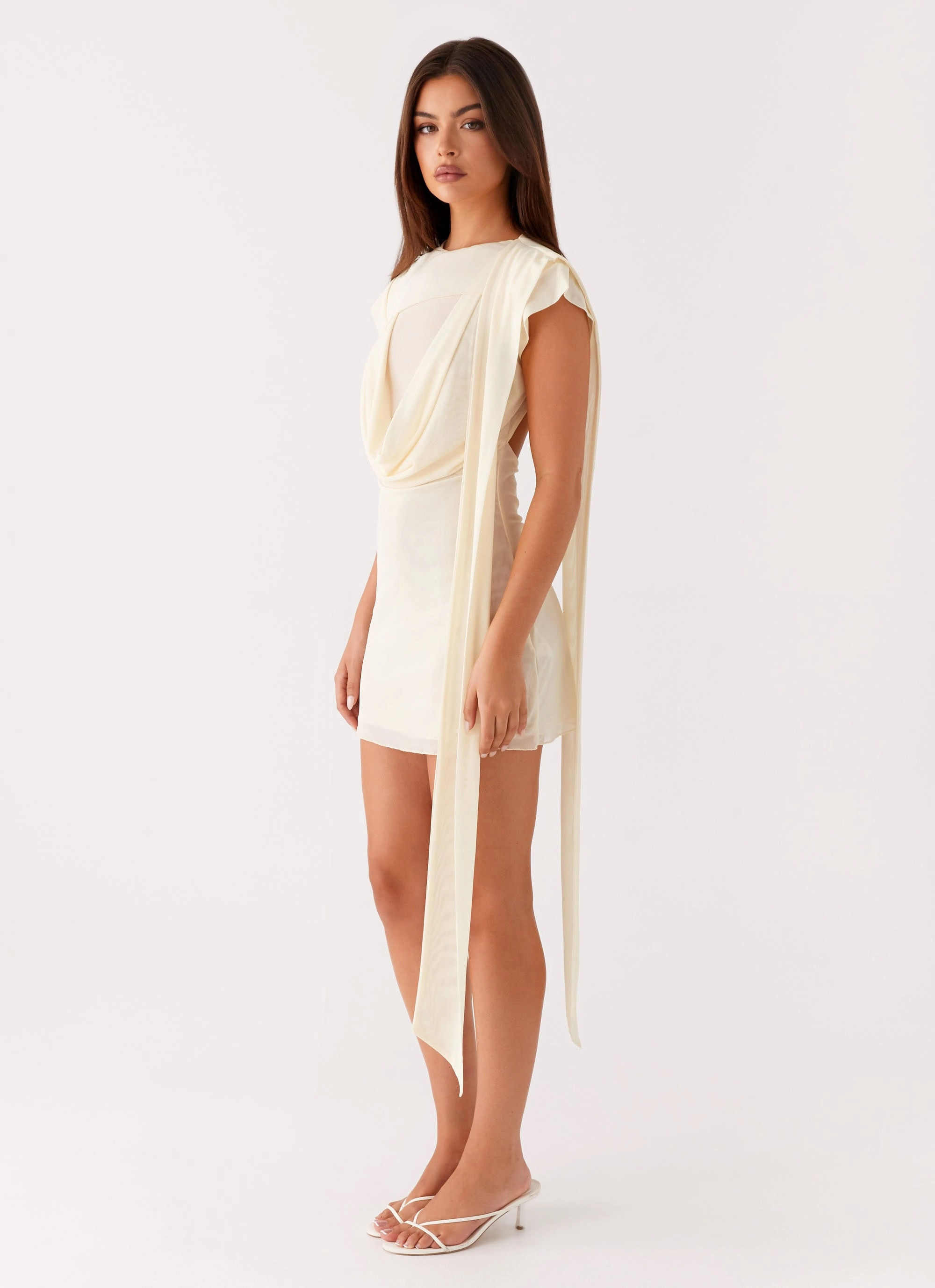 Elastic Fit Subtle Texture Felipe Mini Dress - Yellow