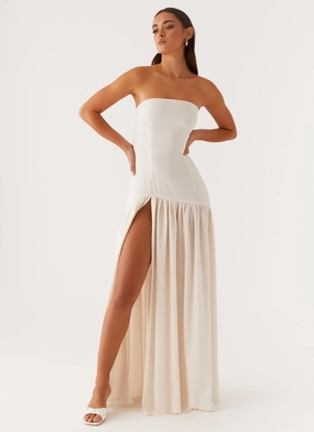 Feminine Fit Eden Strapless Maxi Dress - Ivory