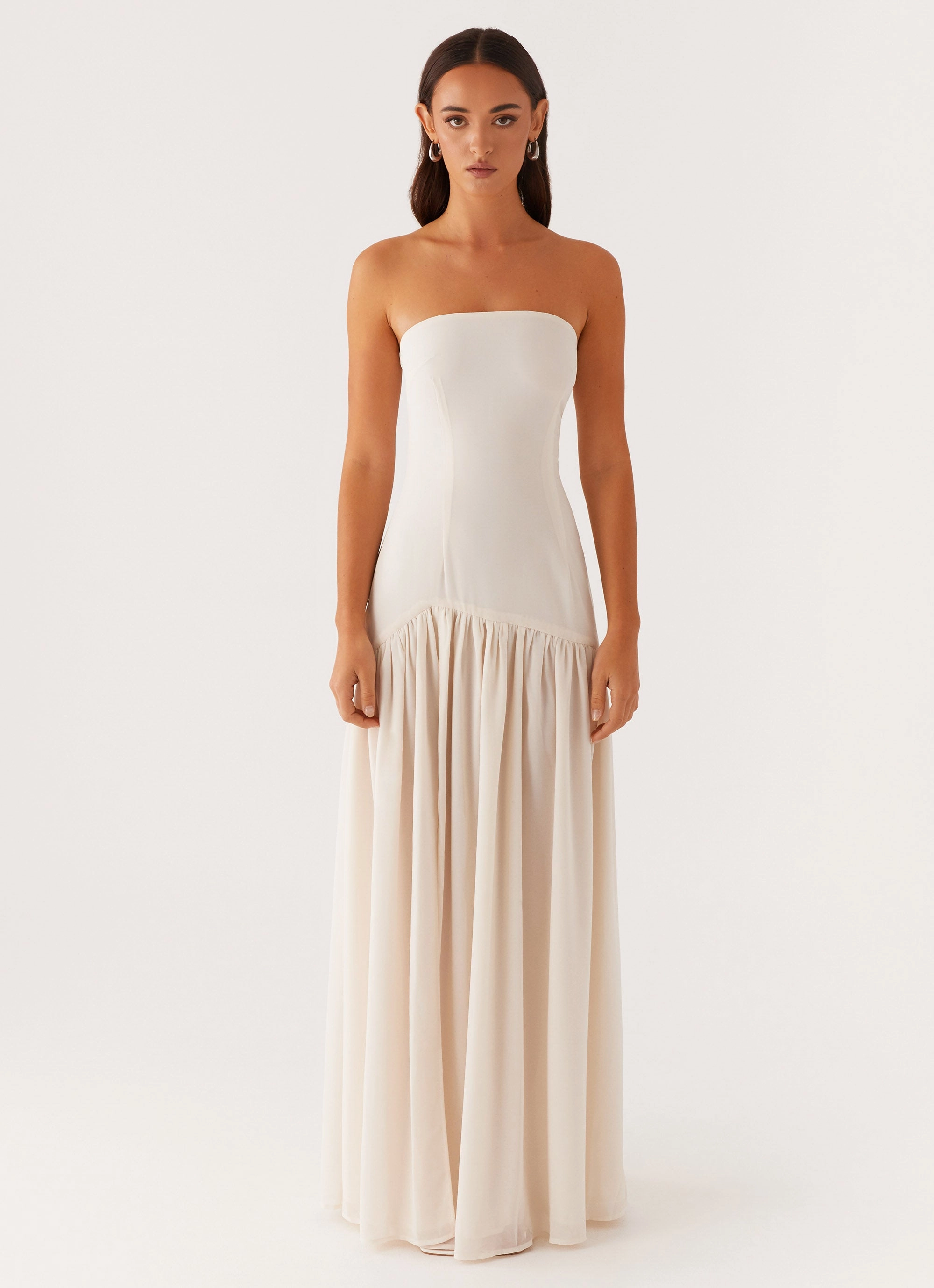 Chic Style Wear Happy Scent Eden Strapless Maxi Dress - Ivory