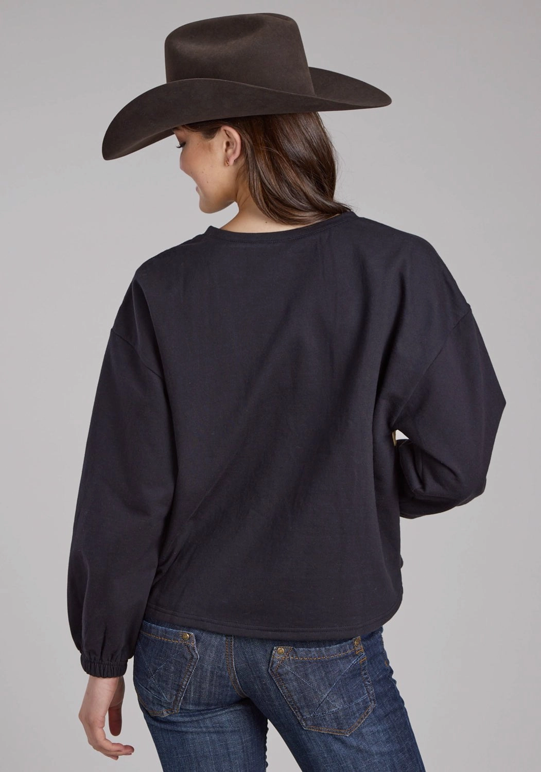 Roper Womens Running Horses Black 100% Cotton Sweatshirt Casual Fashion Casual Knit Layer