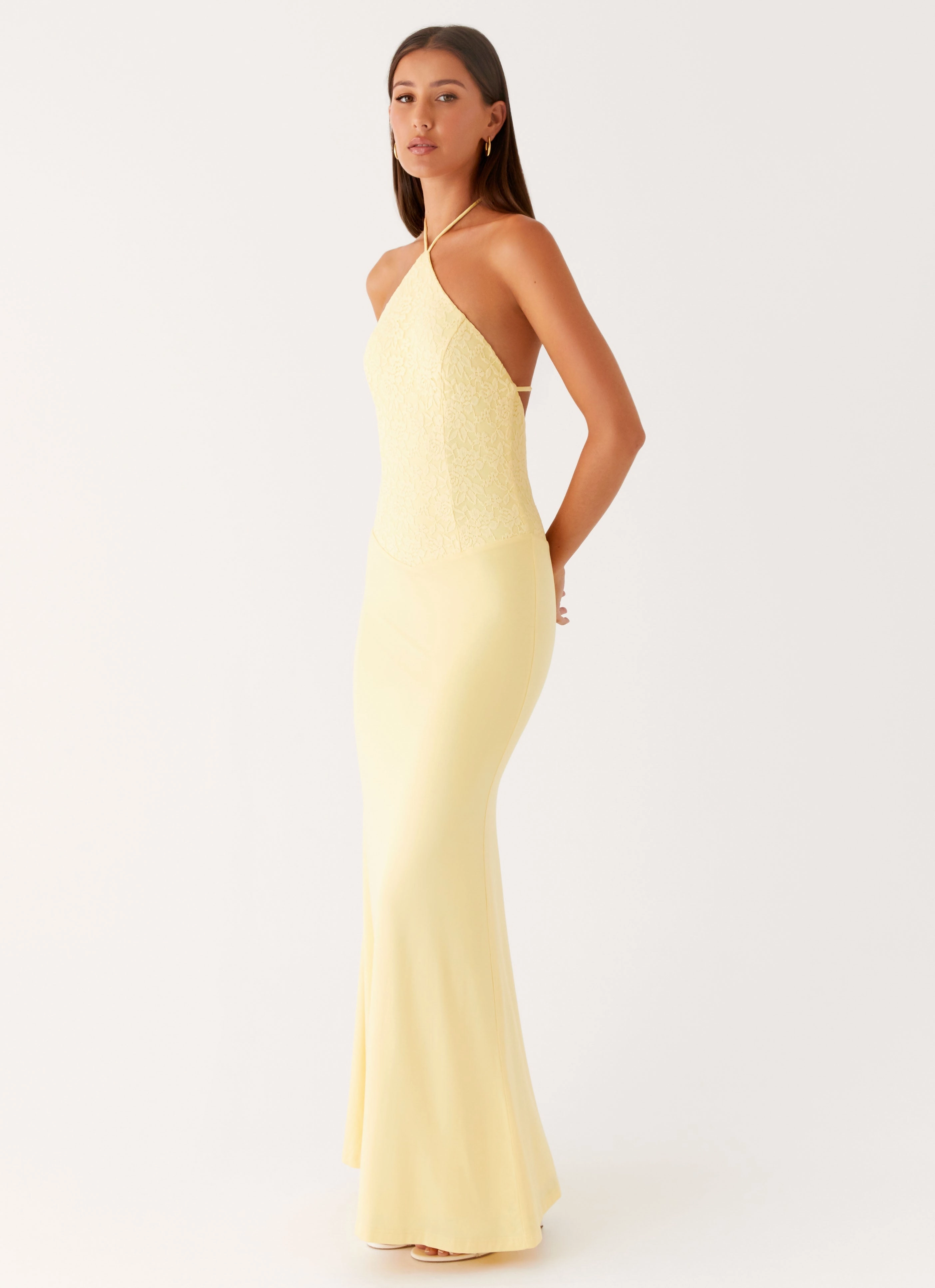 Elegant formal outfit Fiesta Halter Maxi Dress - Sunny Yellow