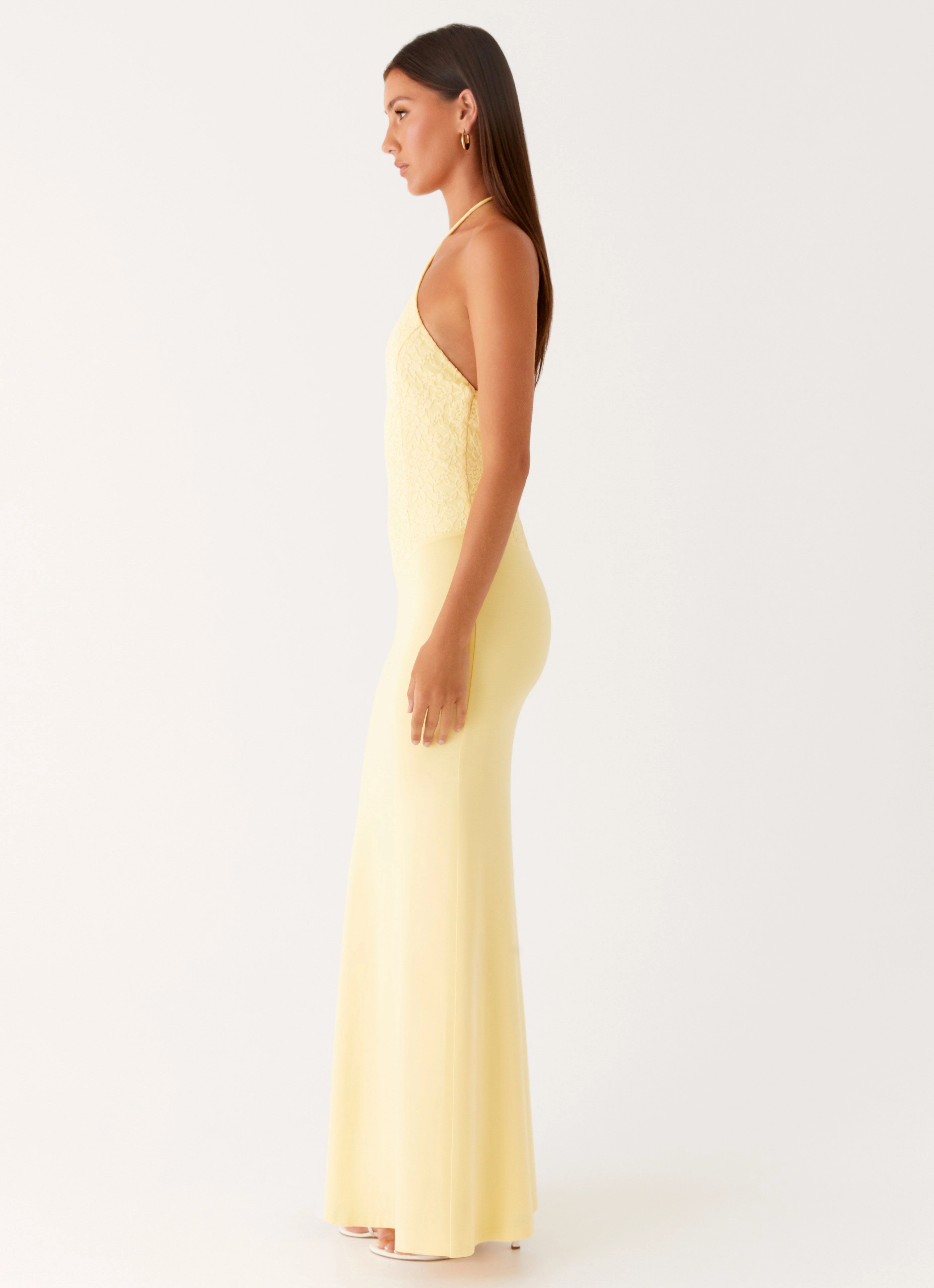 Refined Cut Fall Piece Fiesta Halter Maxi Dress - Sunny Yellow