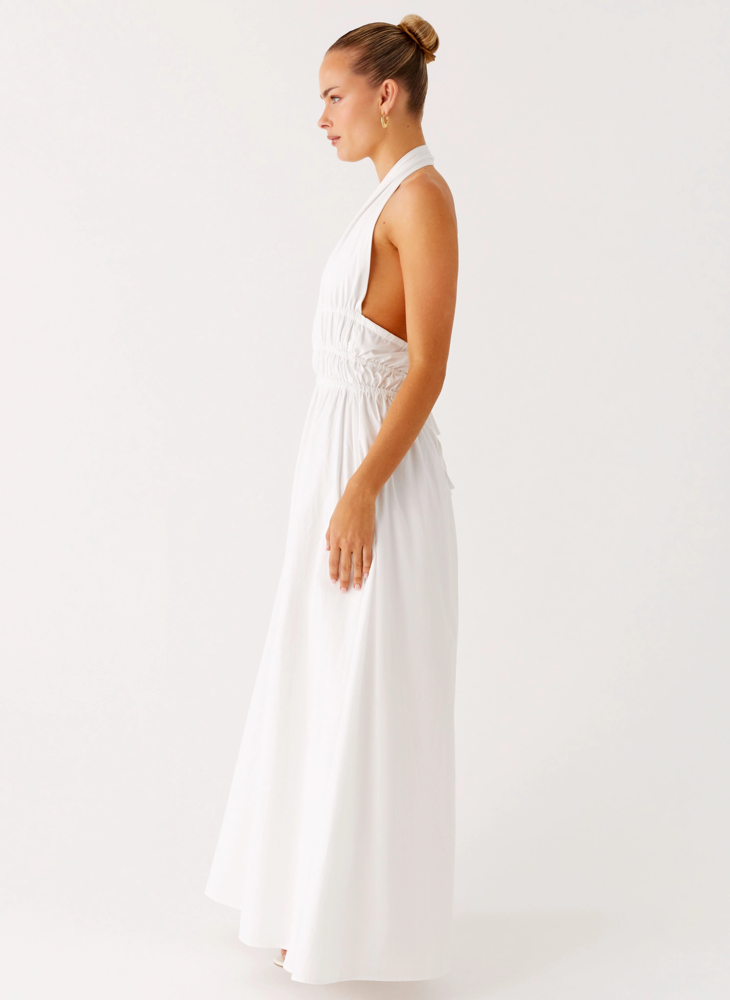 Figaro Halter Maxi Dress - White Classic Grace