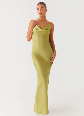 Jade Escape Maxi Dress - Lime Feminine Structure