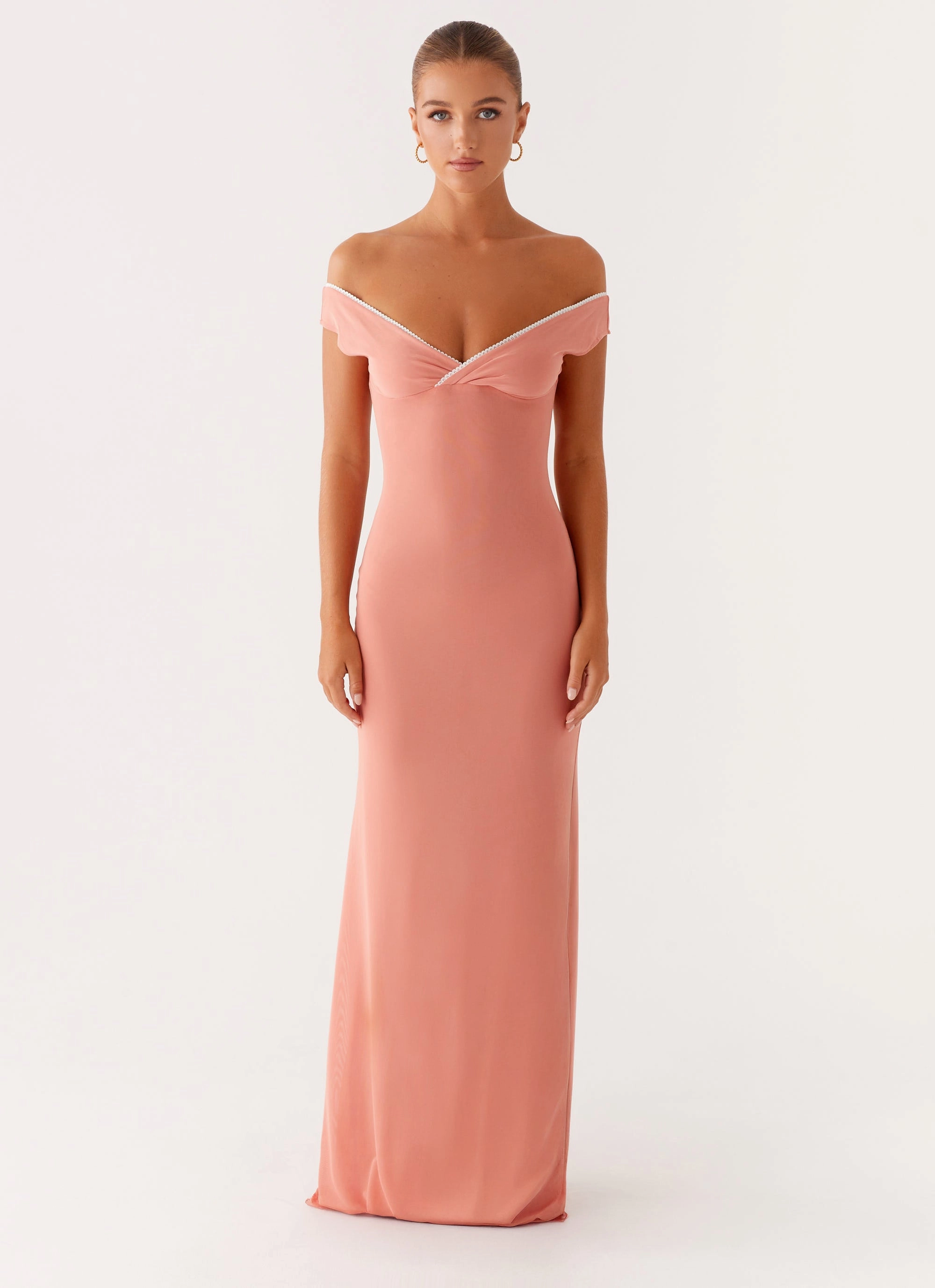 Katiya Maxi Dress - Peach Softly Structured Villa Light