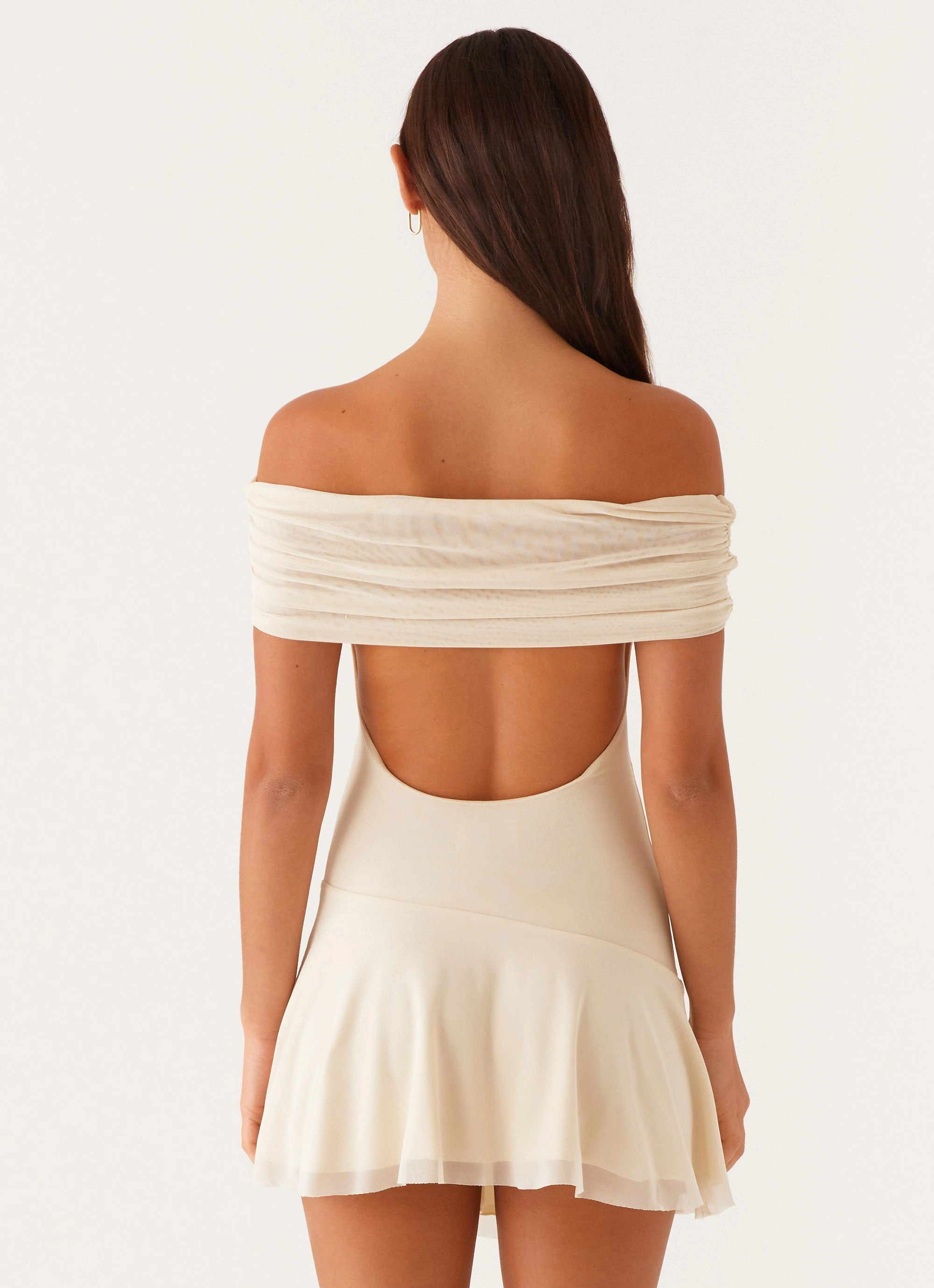 Finola Off Shoulder Mini Dress - Pastel Yellow Work Pairing