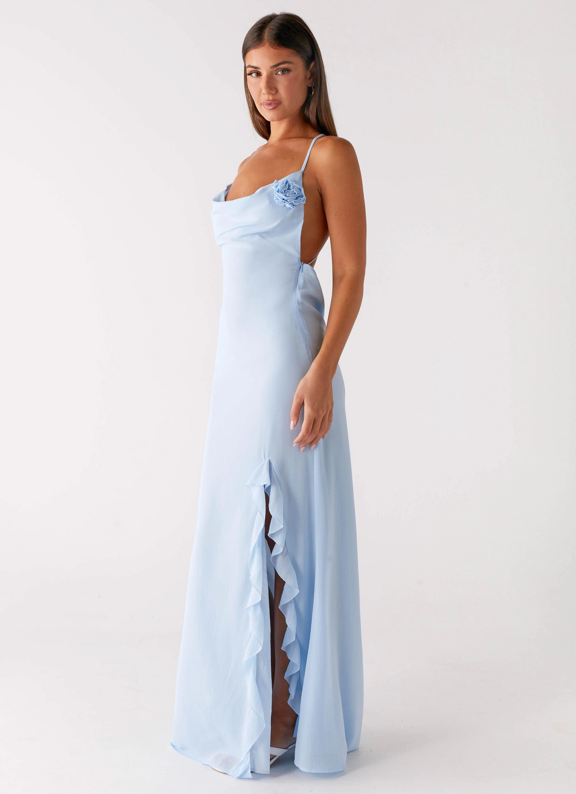 First Class Maxi Dress - Blue Flattering and Effortless Festive Mood
