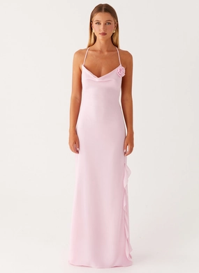 Light Cloud Detachable-Detail First Class Maxi Dress - Pink