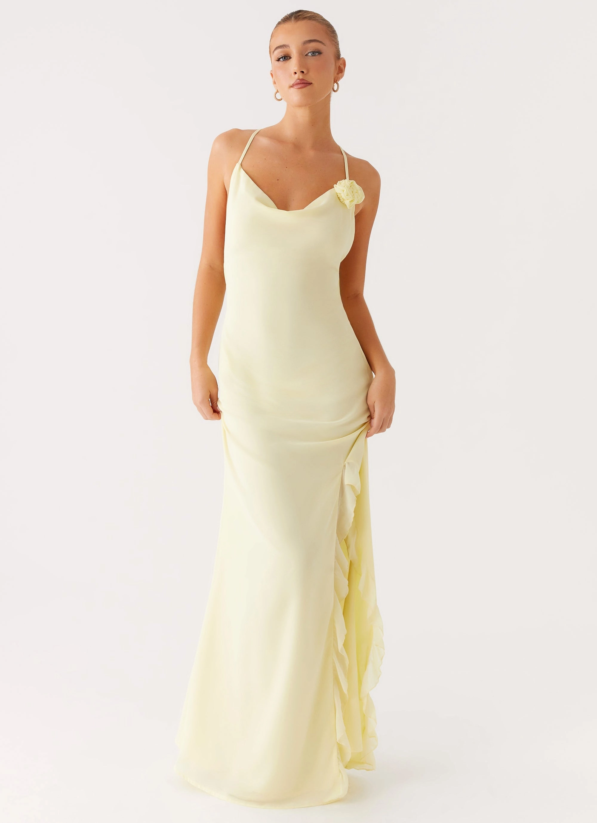 Dual Tones Silky Shape First Class Maxi Dress - Yellow