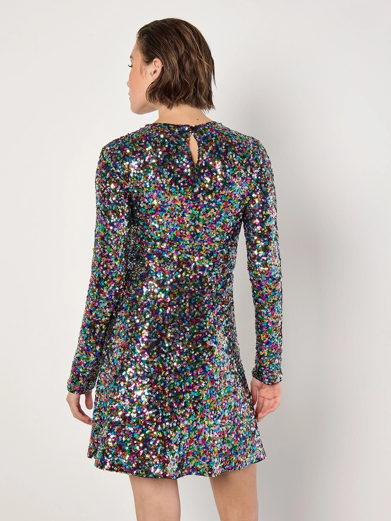 Fit and Flare Rainbow Sequin Dress Timeless Comfort Cool Look