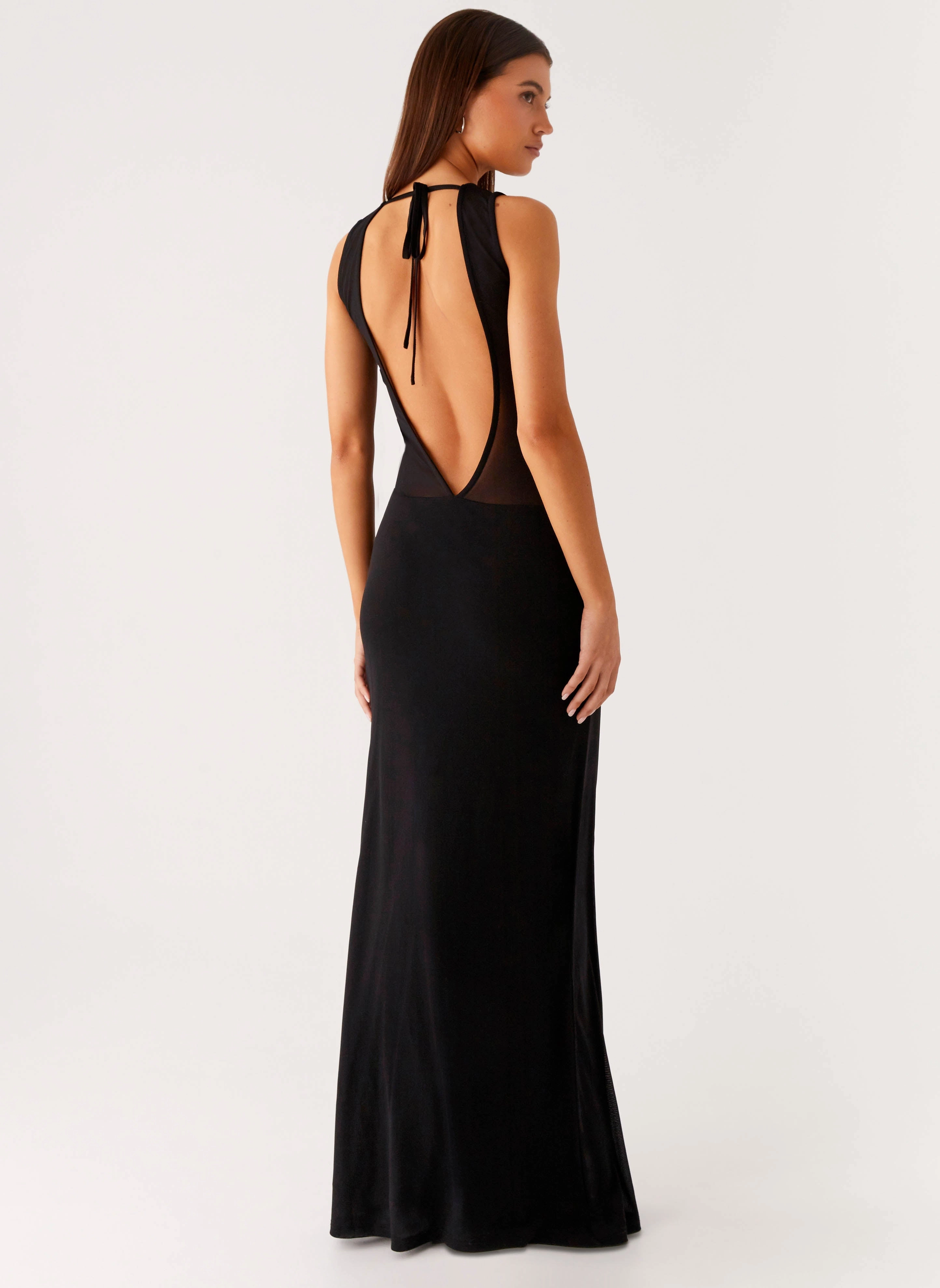 Cool Simplicity lyria Mesh Maxi Dress - Black