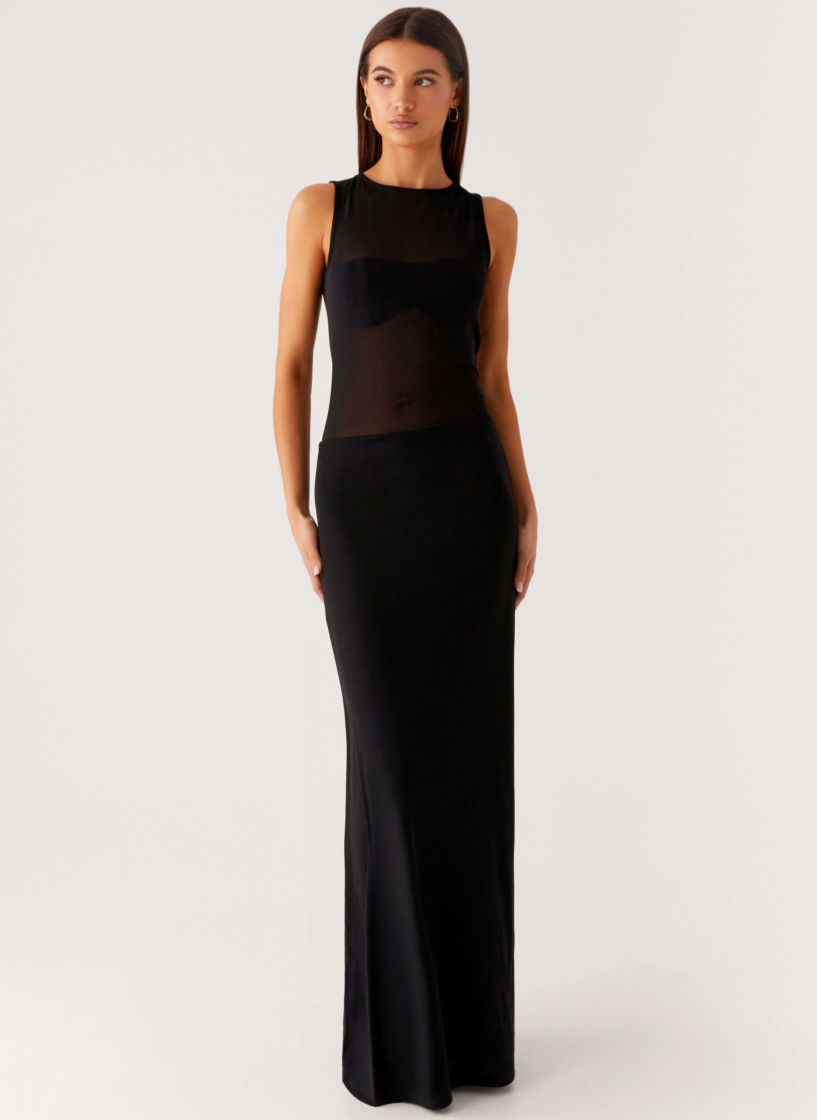 Soft Presence lyria Mesh Maxi Dress - Black
