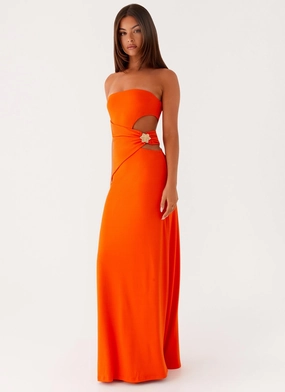 Simple Comfort AntiStaticMaterial Anetta Maxi Dress - Orange