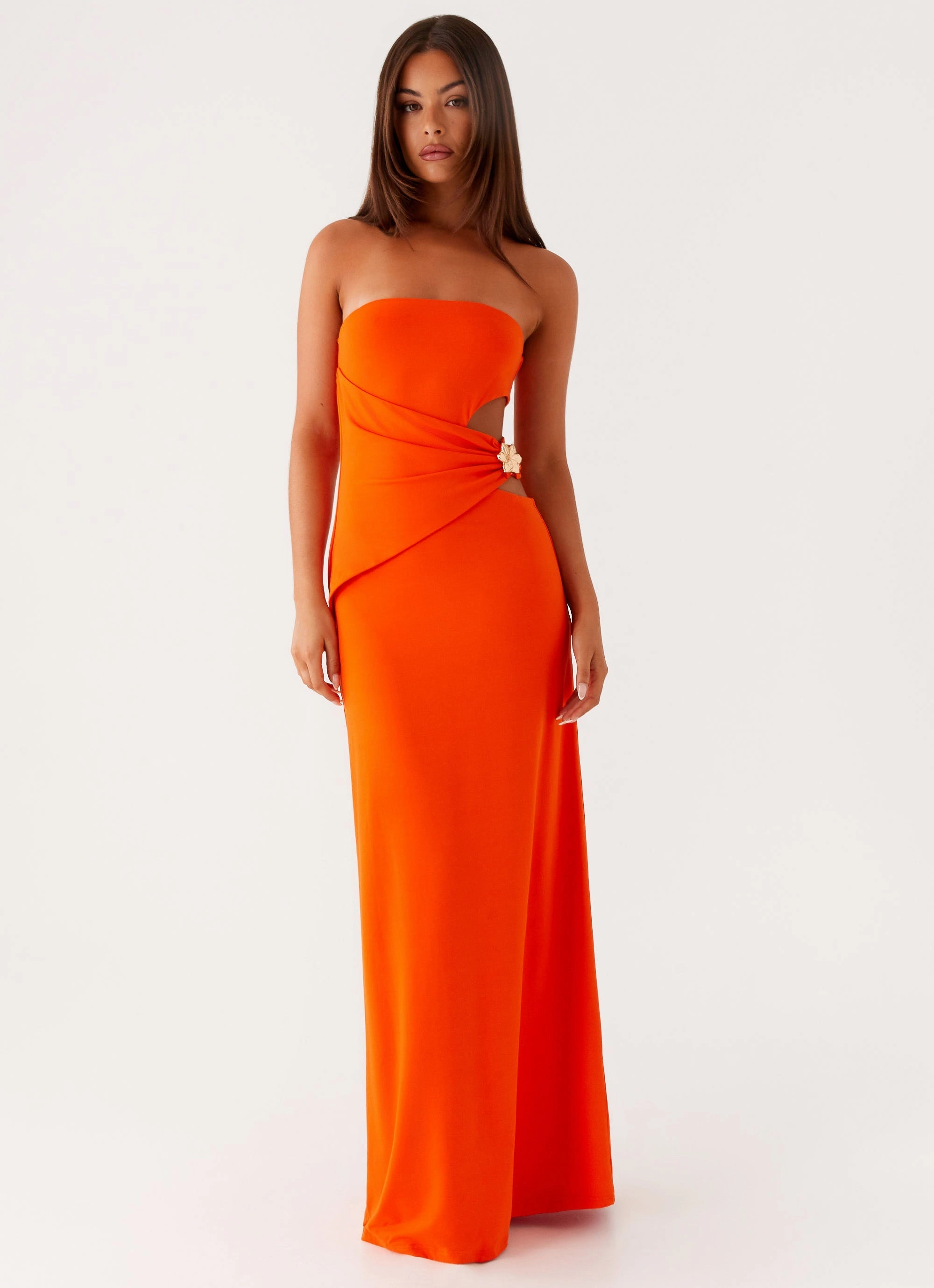 Anetta Maxi Dress - Orange Modern Texture