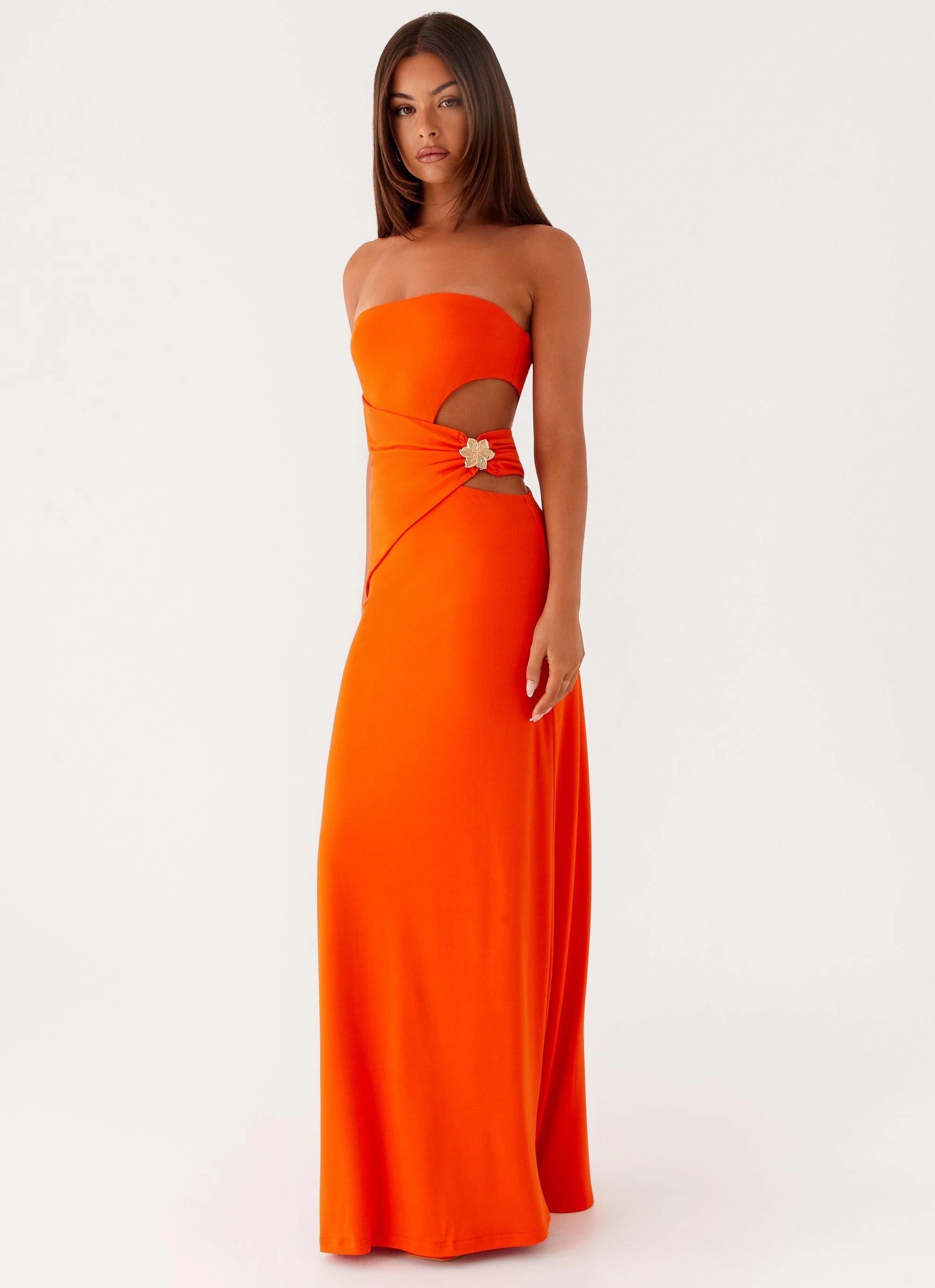 Simple Comfort AntiStaticMaterial Anetta Maxi Dress - Orange