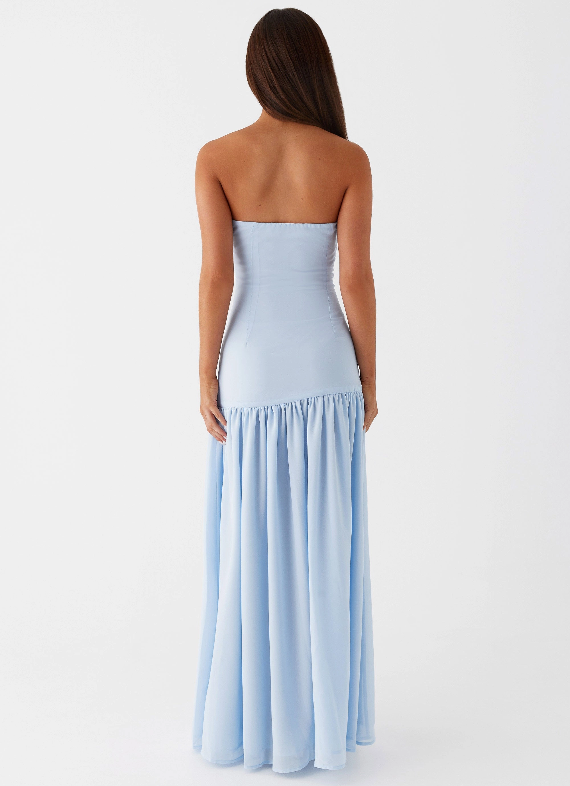 Eden Strapless Maxi Dress - Blue Outdoor Scene