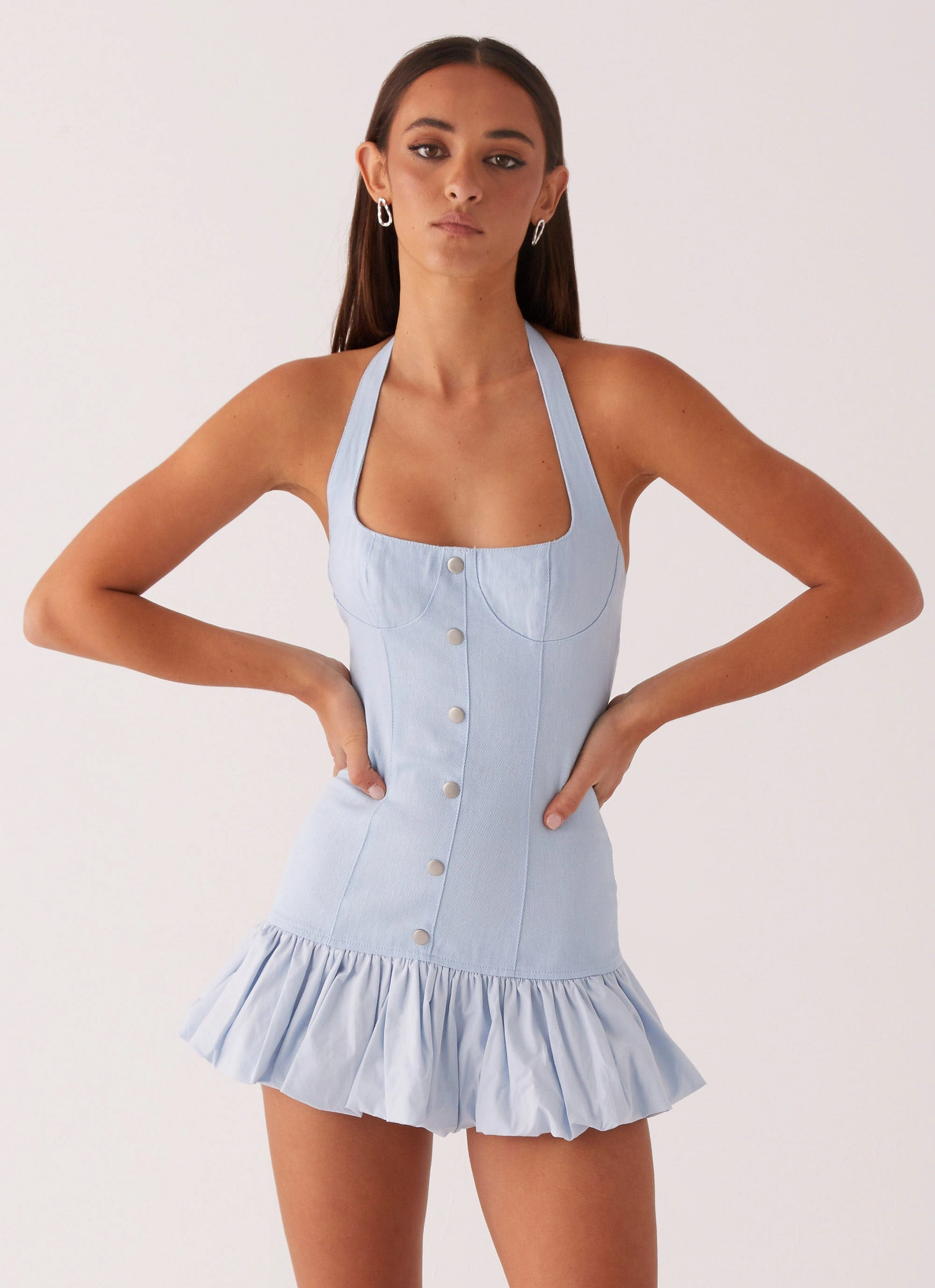 Georgina Denim Mini Dress - Light Blue Soft and Relaxed