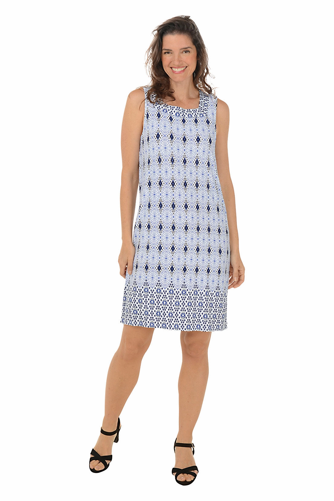 Studded Diamond Square Neck Sleeveless Dress Silky Mood