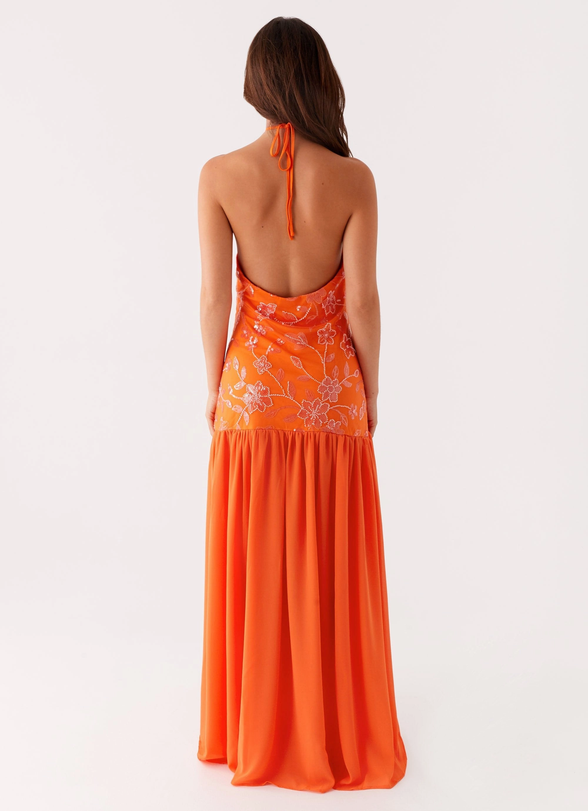 Playful design piece Unlined Look Janelle Beaded Maxi Dress - Orange