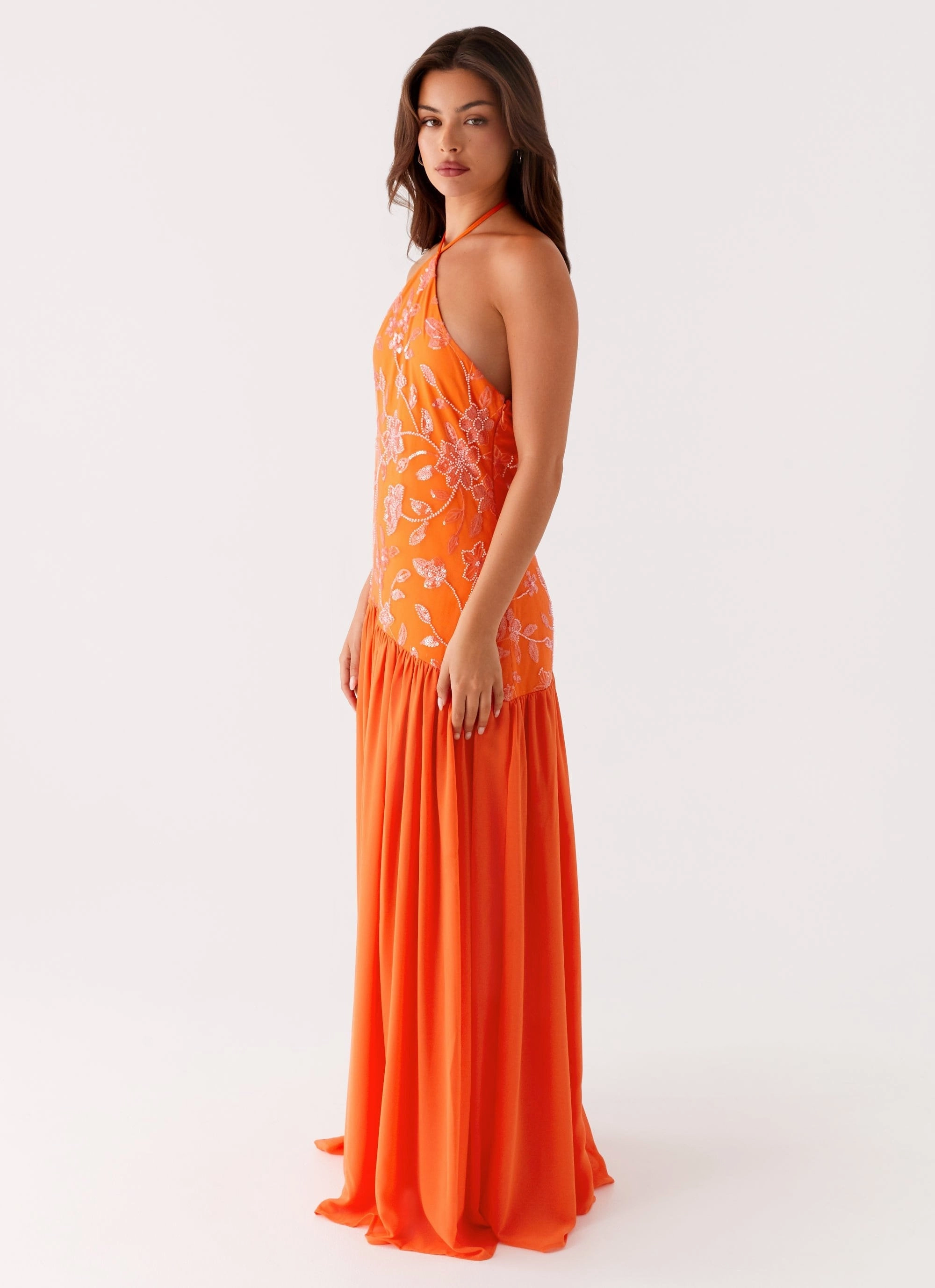 Janelle Beaded Maxi Dress - Orange Seasonal Layer sweet moment
