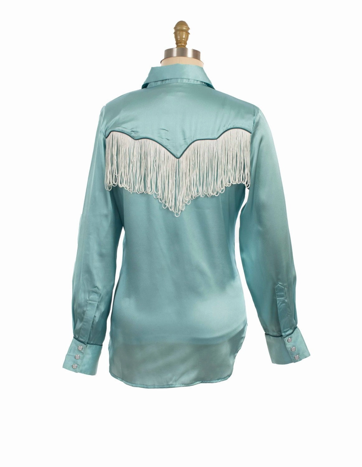 Scully Womens Retro Snap Fringe Turquoise 100% Polyester L/S Blouse Odor Resistant Comfortable Wear