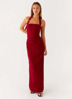 Kind Glow Hidden-Pocket Rumour Has it Maxi Dress - Red
