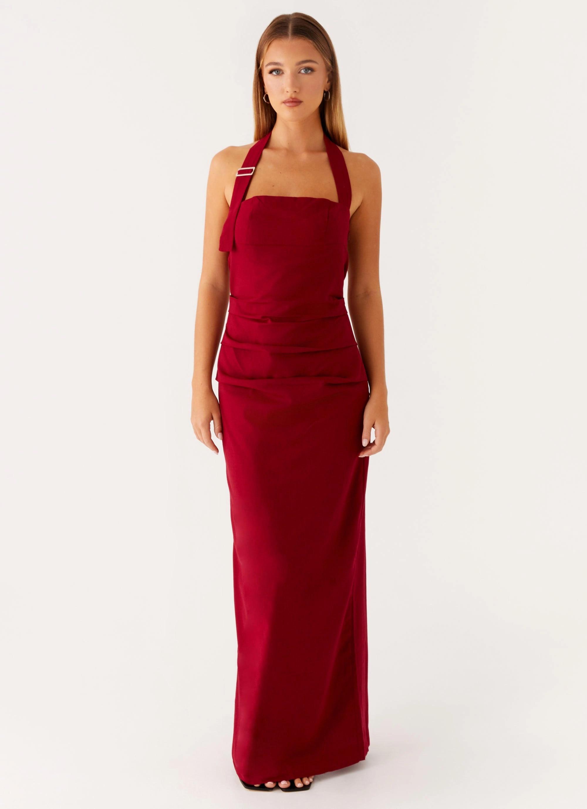 Rumour Has it Maxi Dress - Red Bell-Sleeve