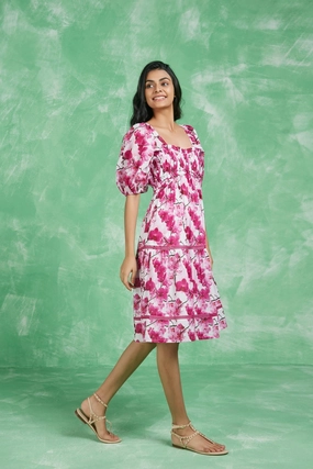 relaxed elegance Soft Stitch Tamara Short Dress in Magenta Kochi