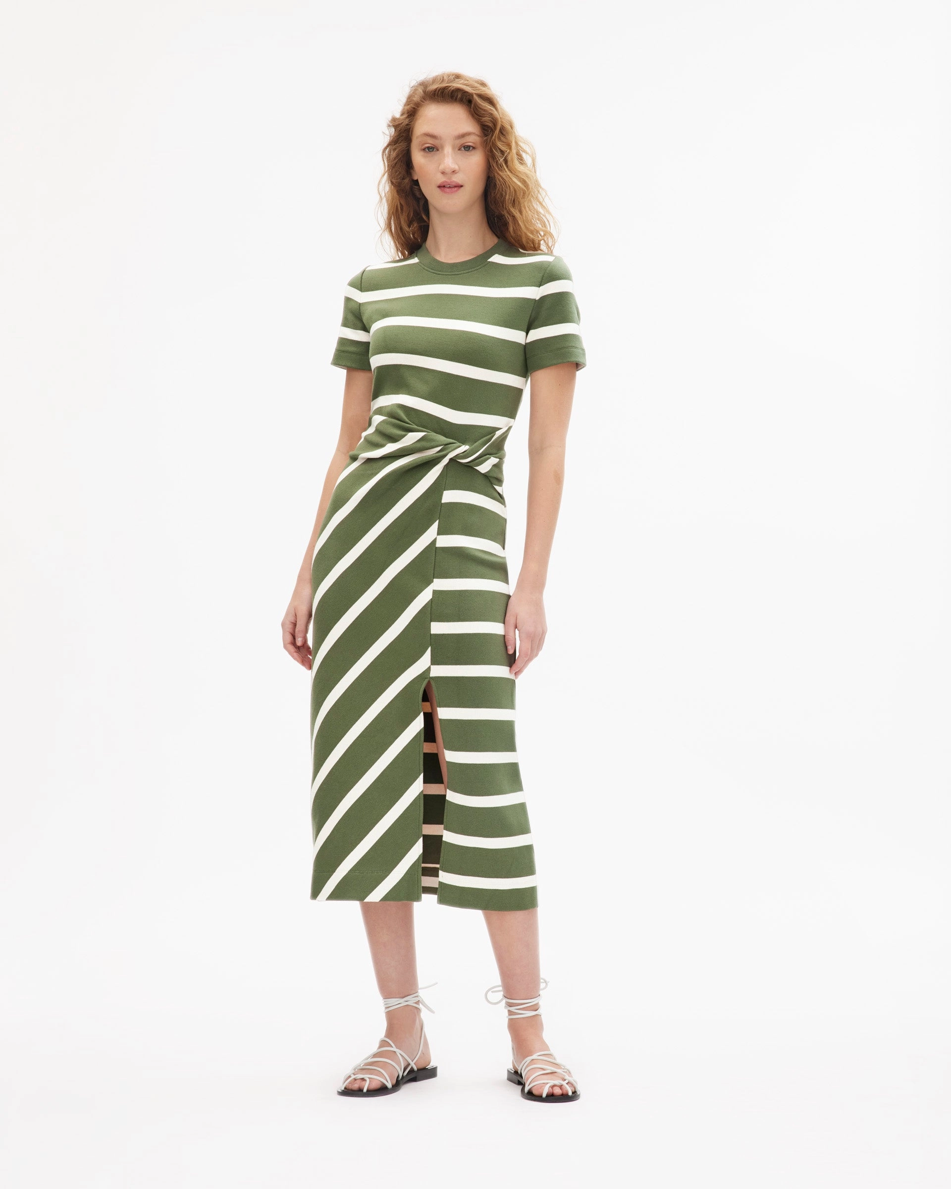Nature Glow Travel-friendly Short Sleeve Striped Cody Dress