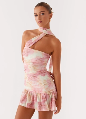 Fleur Mini Dress - Floral Print A Line Cut