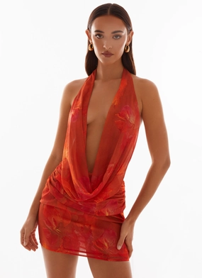 Charming Style Elysia Chiffon Mini Dress - Amber