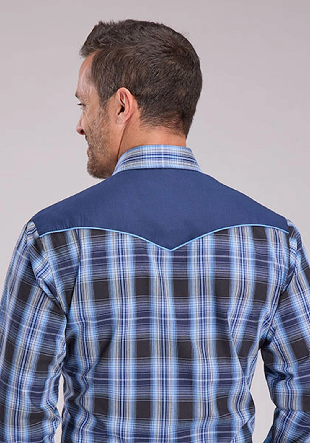 Night Out Roper Mens 2482 Fancy Floral Carolina Blue Cotton Blend L/S Shirt