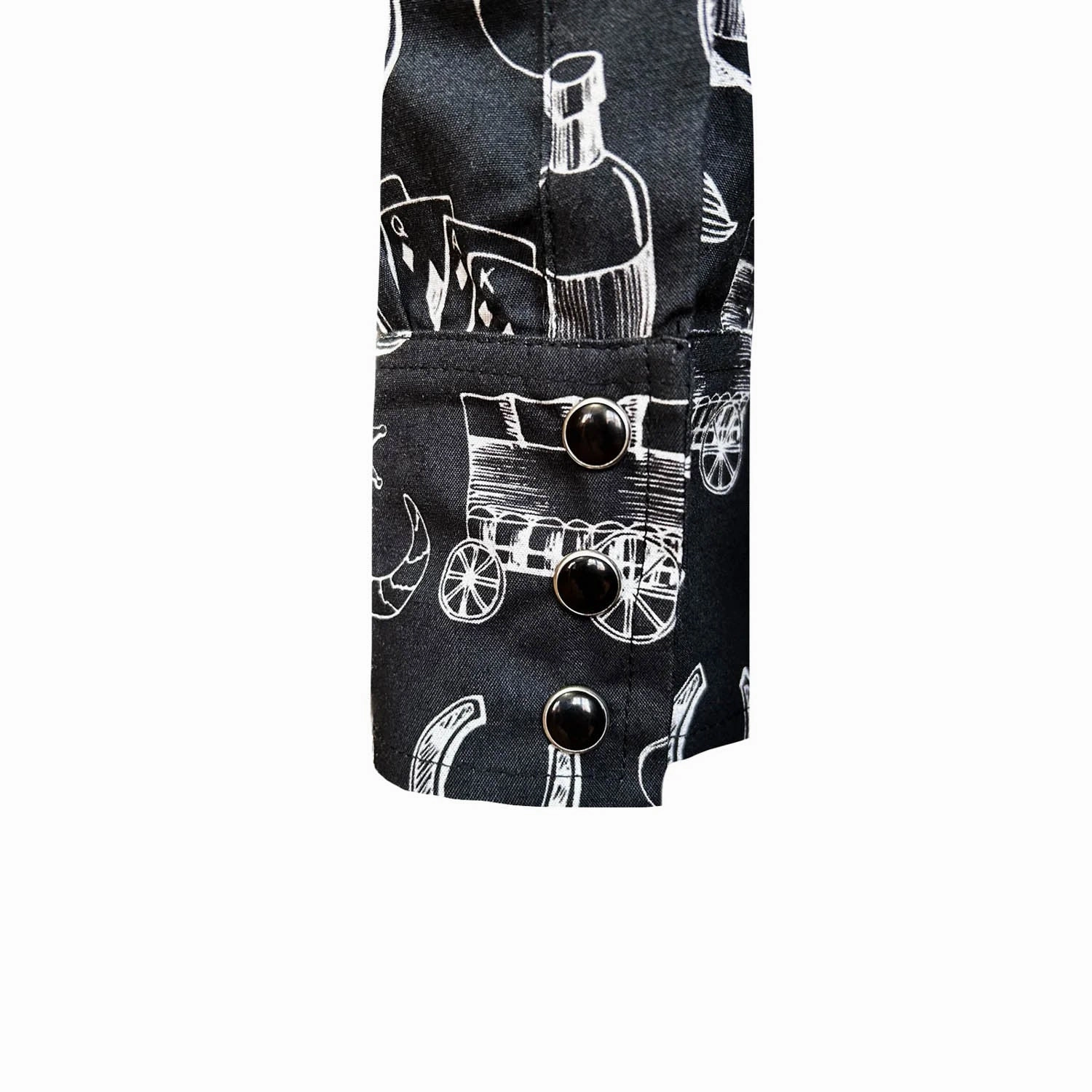 decorative element Rockmount Mens Hat and Horseshoe Cards Black 100% Cotton L/S Shirt