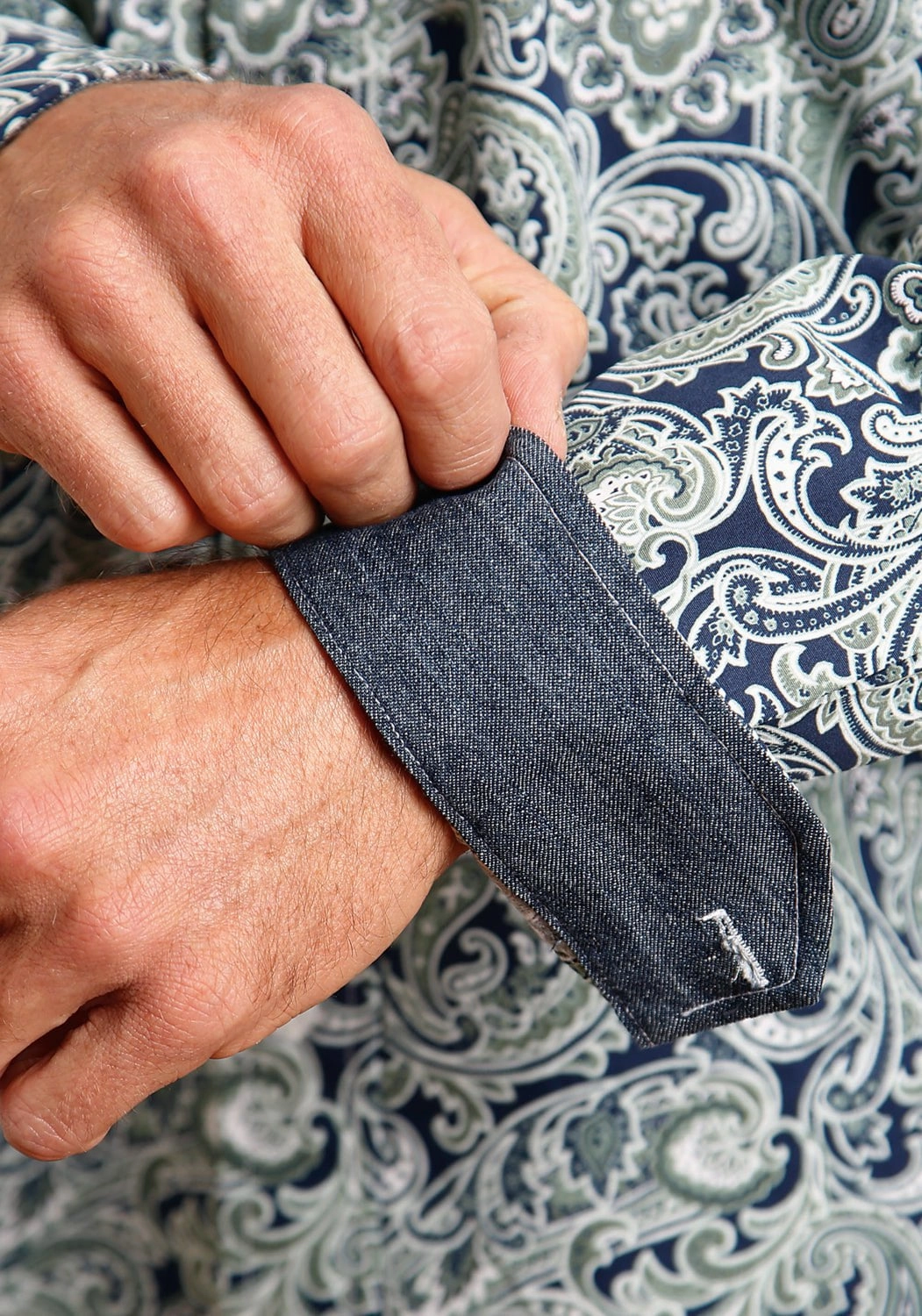 Low Maintenance Odor Control Technology Stetson Mens Blue 100% Cotton Greenspring Paisley BD L/S Shirt