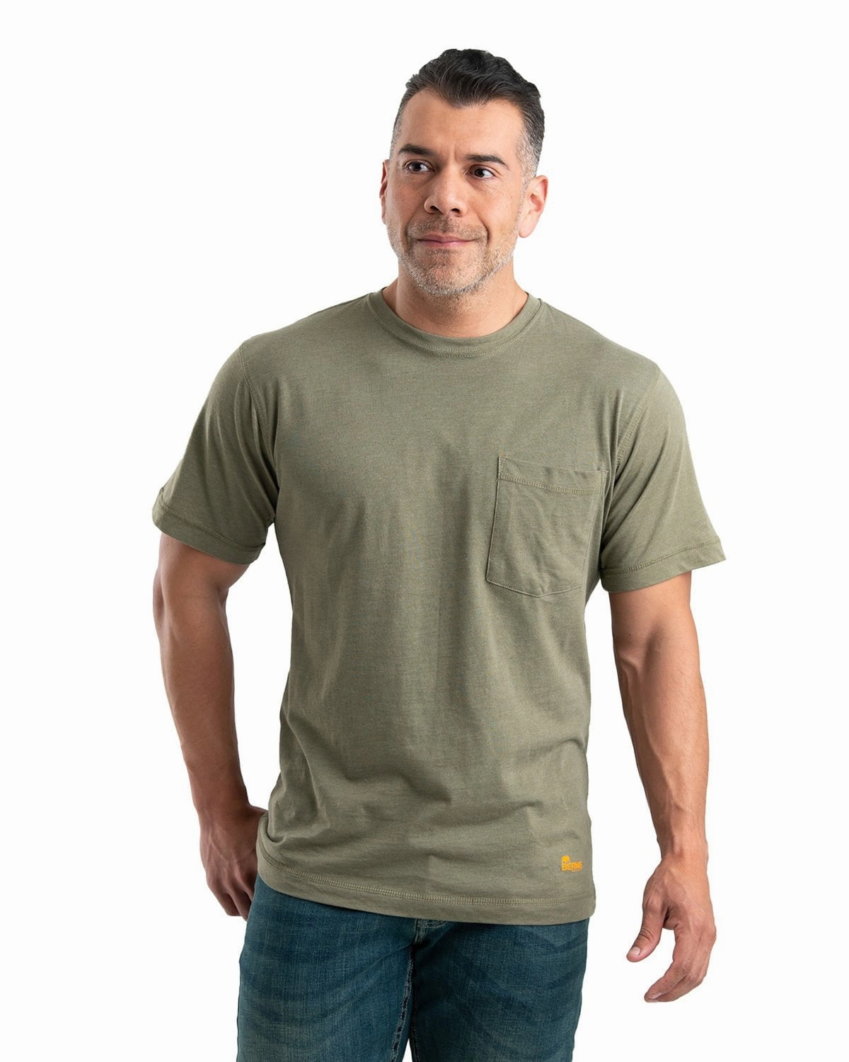 Berne Mens Lichen Cotton Blend Lightweight Performance Tee S/S Matte Look